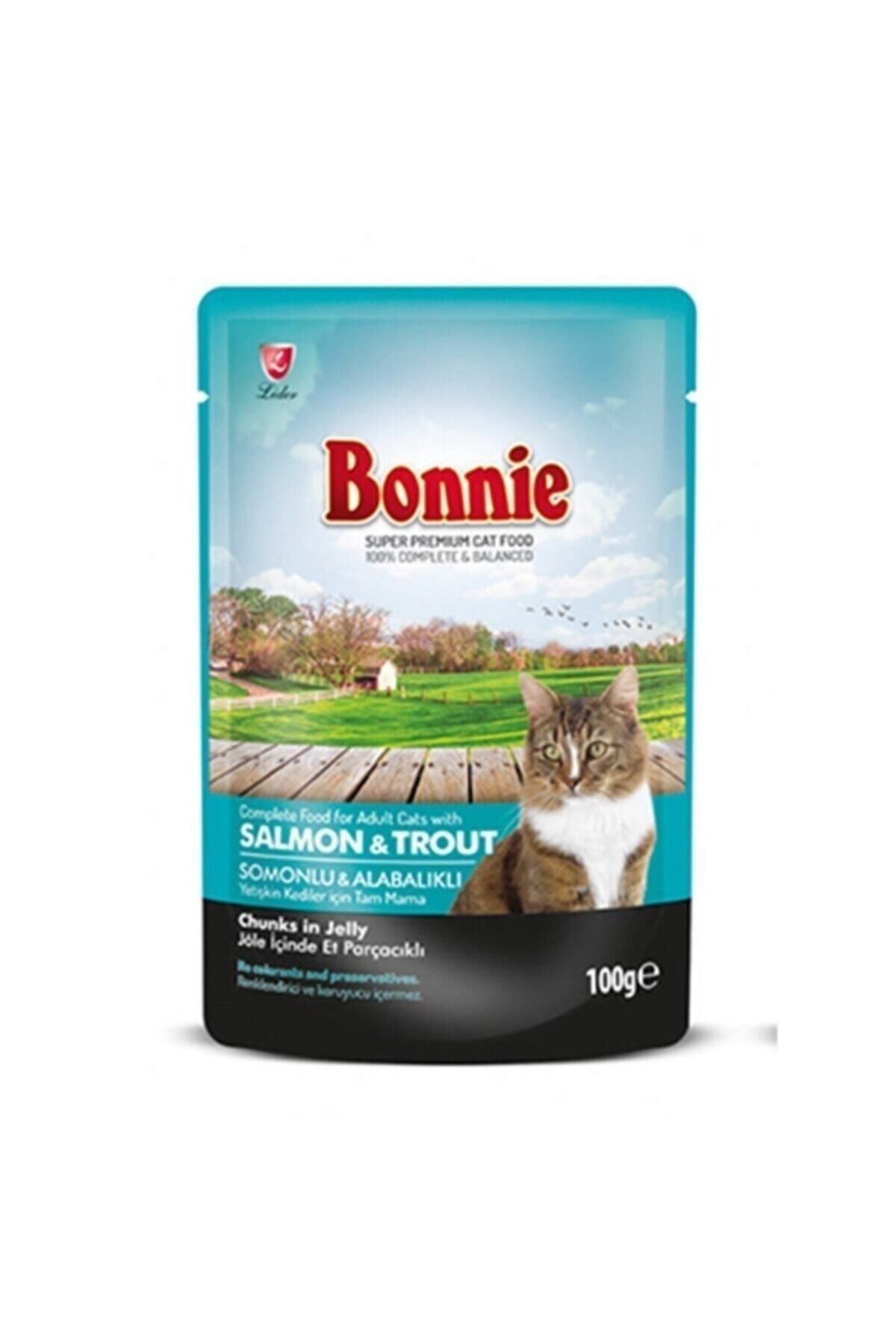 Bonnie Somonlu Alabalıklı Pouch Jelly Yetişkin Kedi Konserve Maması 100 gr