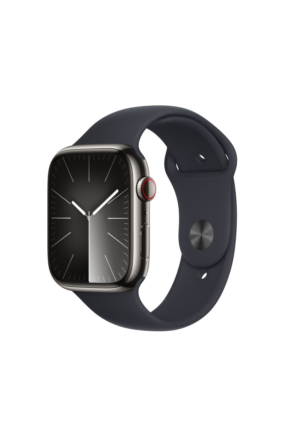 Apple Watch Series 9 GPS + Cellular 45mm Grafit Paslanmaz Çelik Kasa ve Gece Yarısı Spor Kordon - S/M