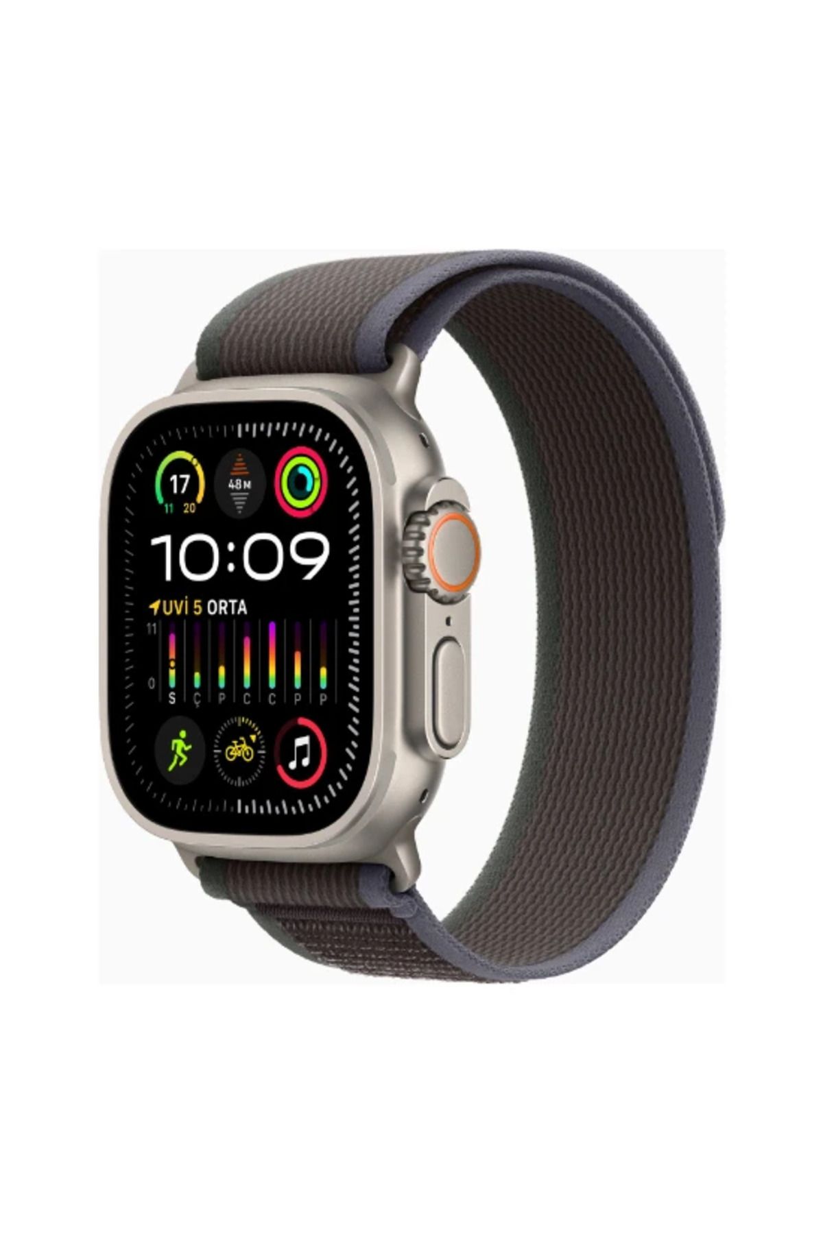 Apple Watch Ultra 2 GPS + Cellular, 49mm Titanyum Kasa ve Mavi/Siyah Trail Loop - S/M