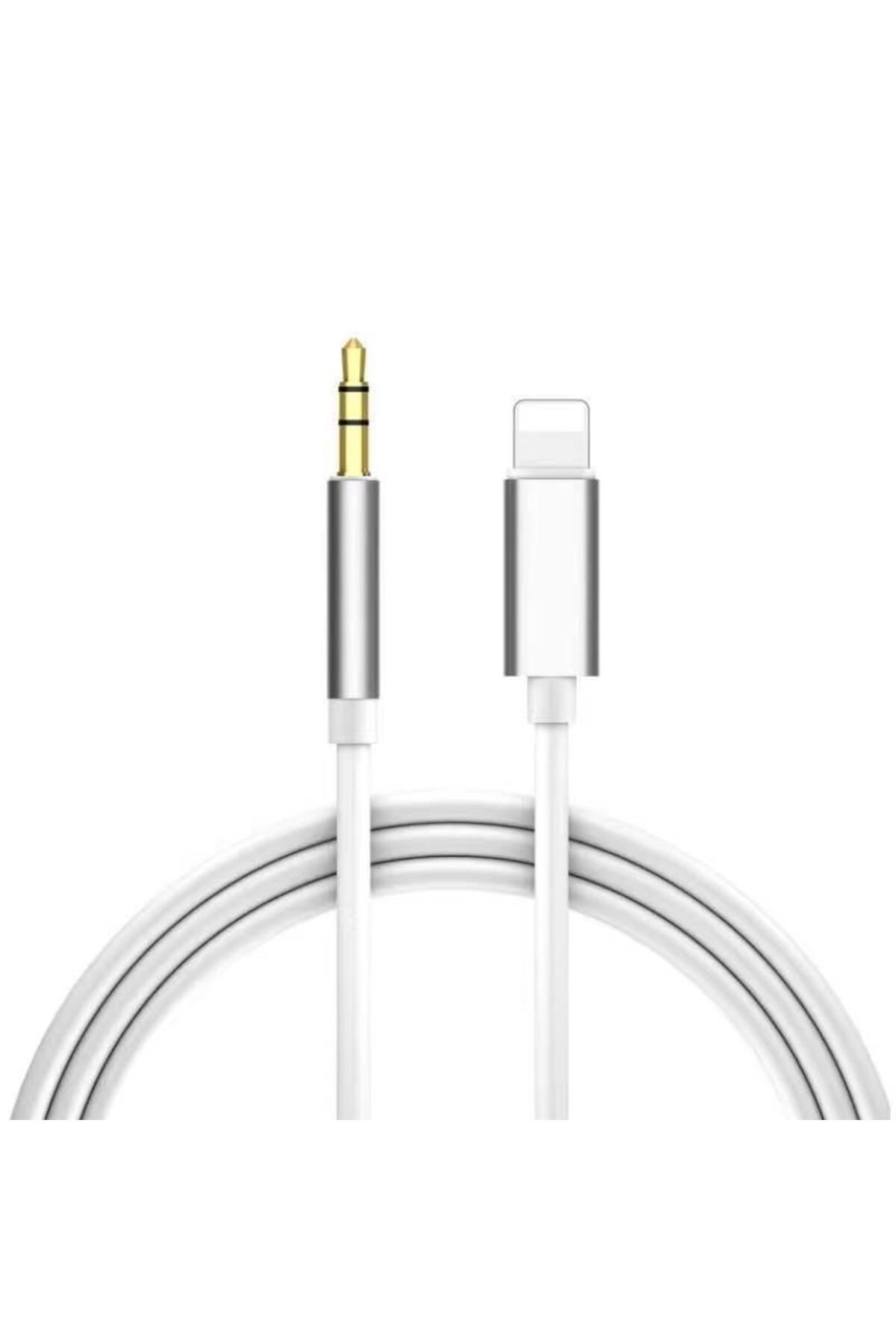 Deppo Trend iPhone Uyumlu Aux Kablosu Lightning To 3.5mm Jack Çevirici Dönüştürücü Beyaz Bluetooth Gerektirmez