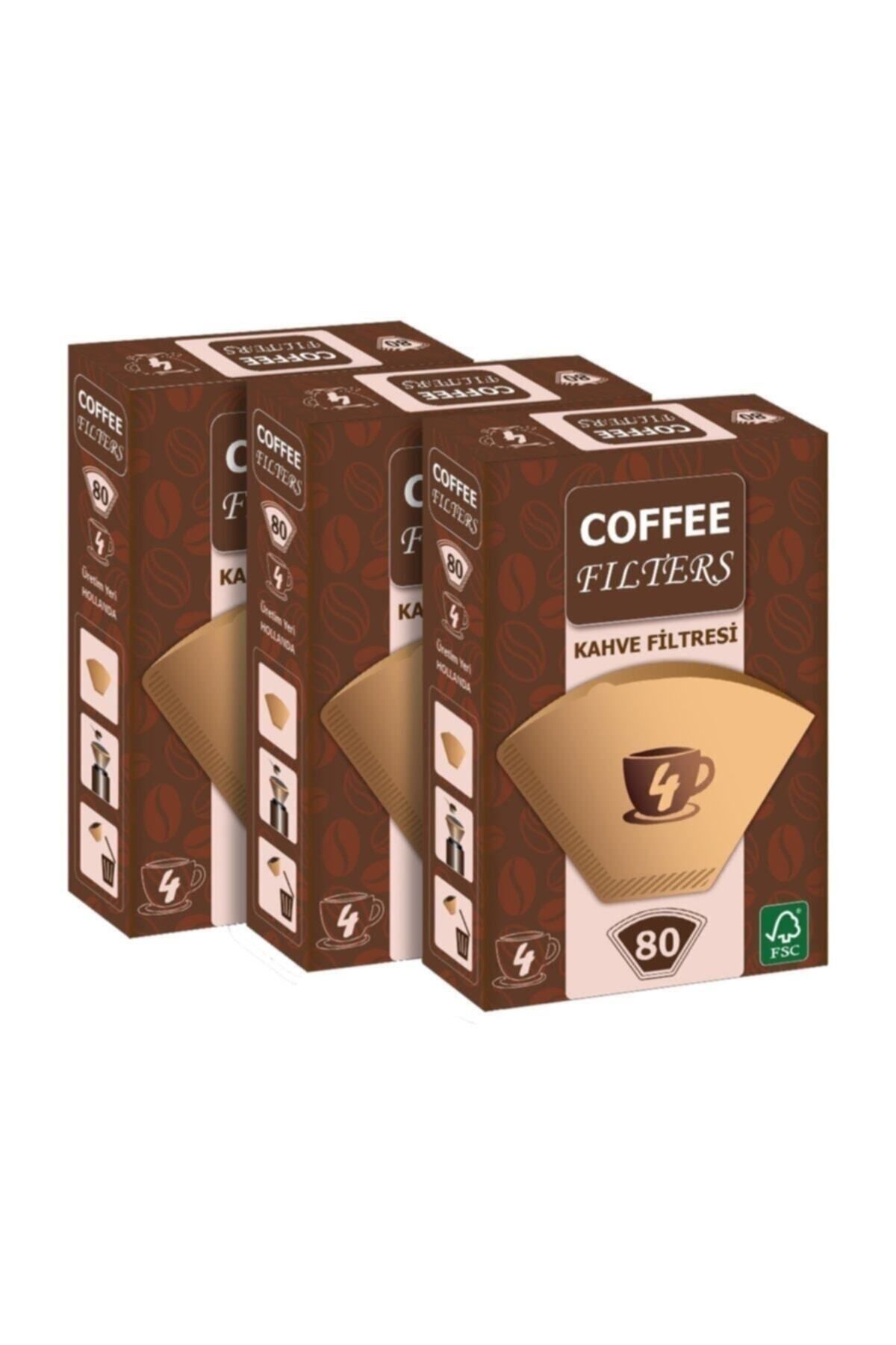 Coffee Filters Filtre Kahve Kağıdı 1/4 80'li 3 Paket 240 Adet