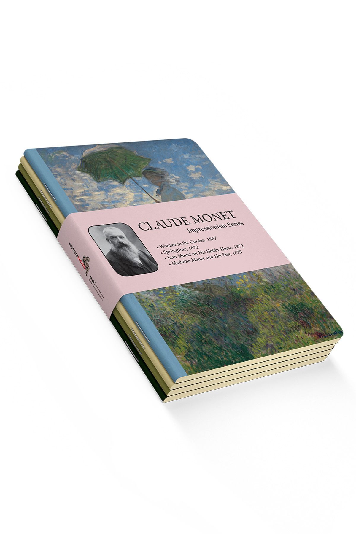retronote Claude Monet 4'lü Defter Seti - Impressionism Series - Çizgisiz - 64 Sayfa - 10,5x14cm