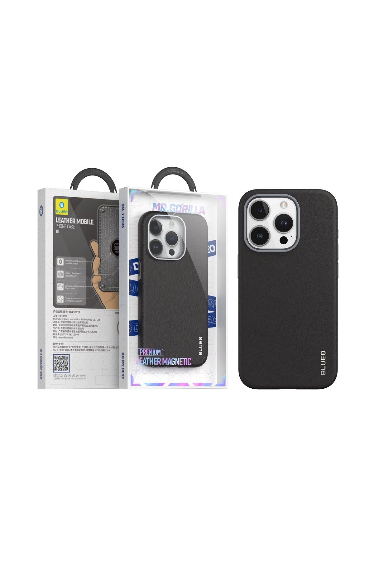 BLUEO Iphone 15 Pro Max Uyumlu Deri Premium Magsafe Kılıf Siyah