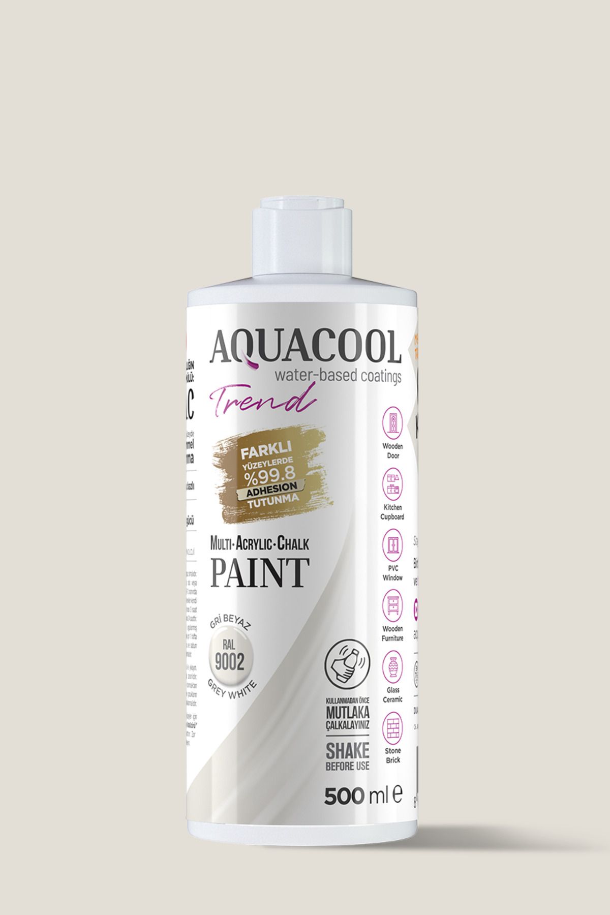 Aquacool Trend Su Bazlı Hibrit Dönüşüm Boyası Ral 9002 Gri Beyaz 500ml