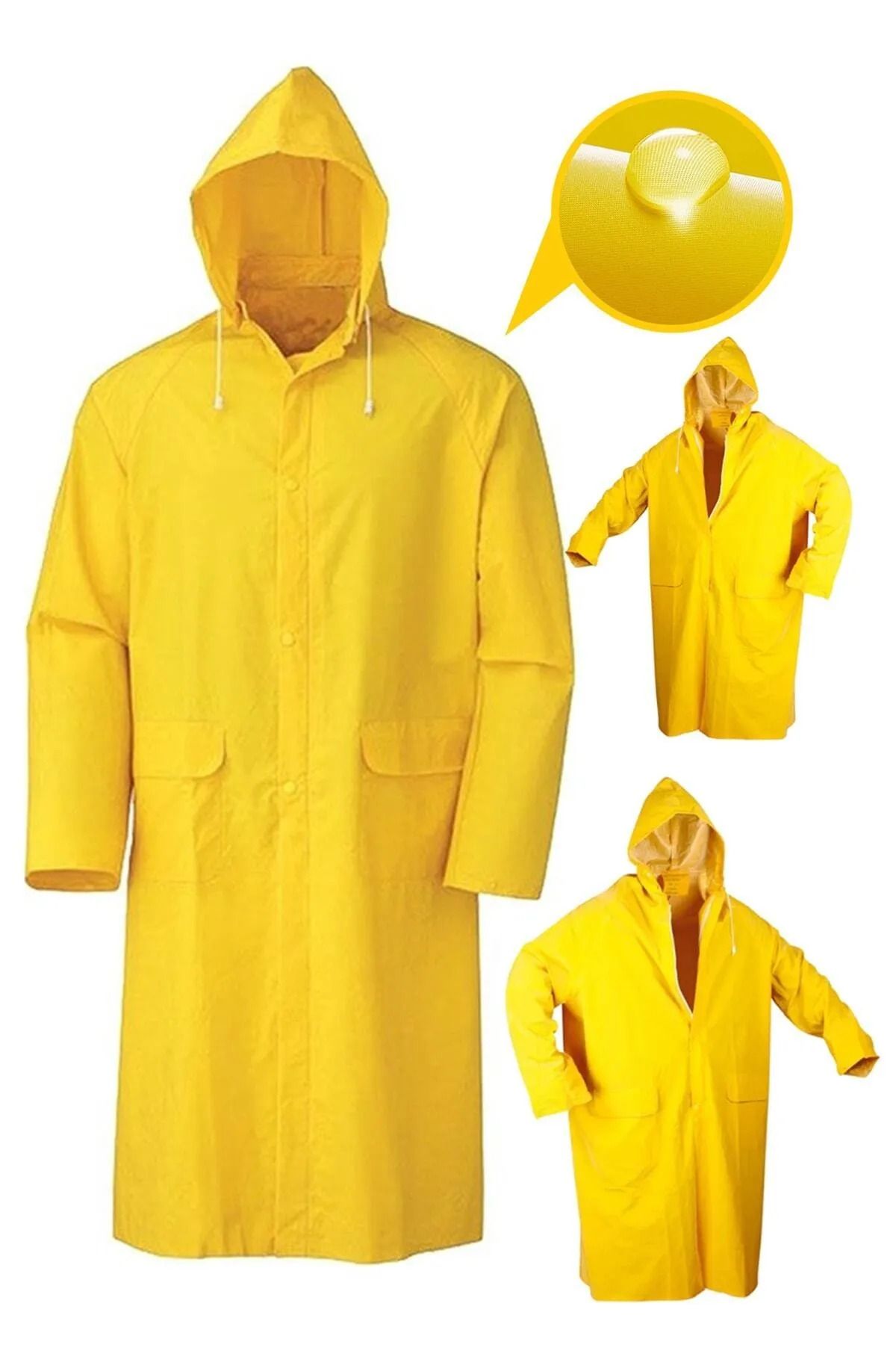 MURAT UYGUN Unisex Sarı Pvc Yağmurluk Xxl Çıtçıtlı Model Kalın