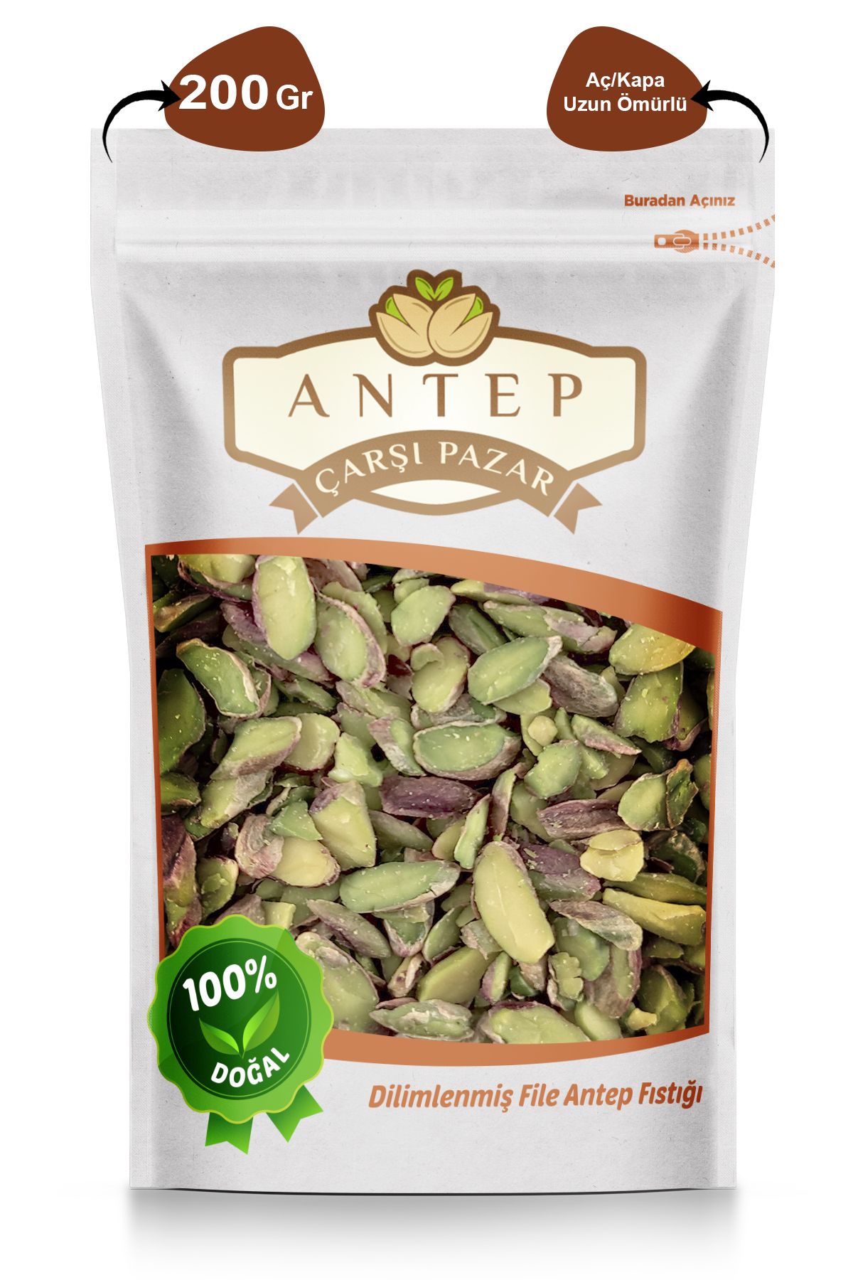 Antep Çarşı Pazar Dilimlenmiş File Antep Fıstığı | 200 Gr.