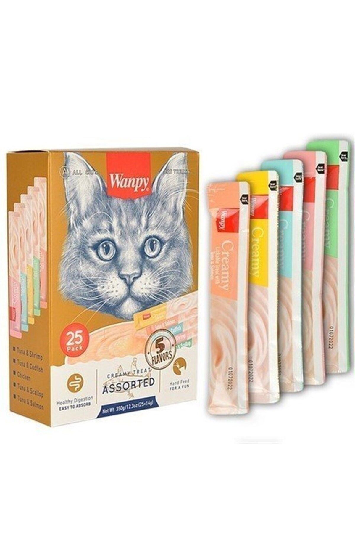 Wanpy Creamy Cat Treat Karışık Krema Sıvı Kedi Ödül Maması 14 Gr X 5 Adet