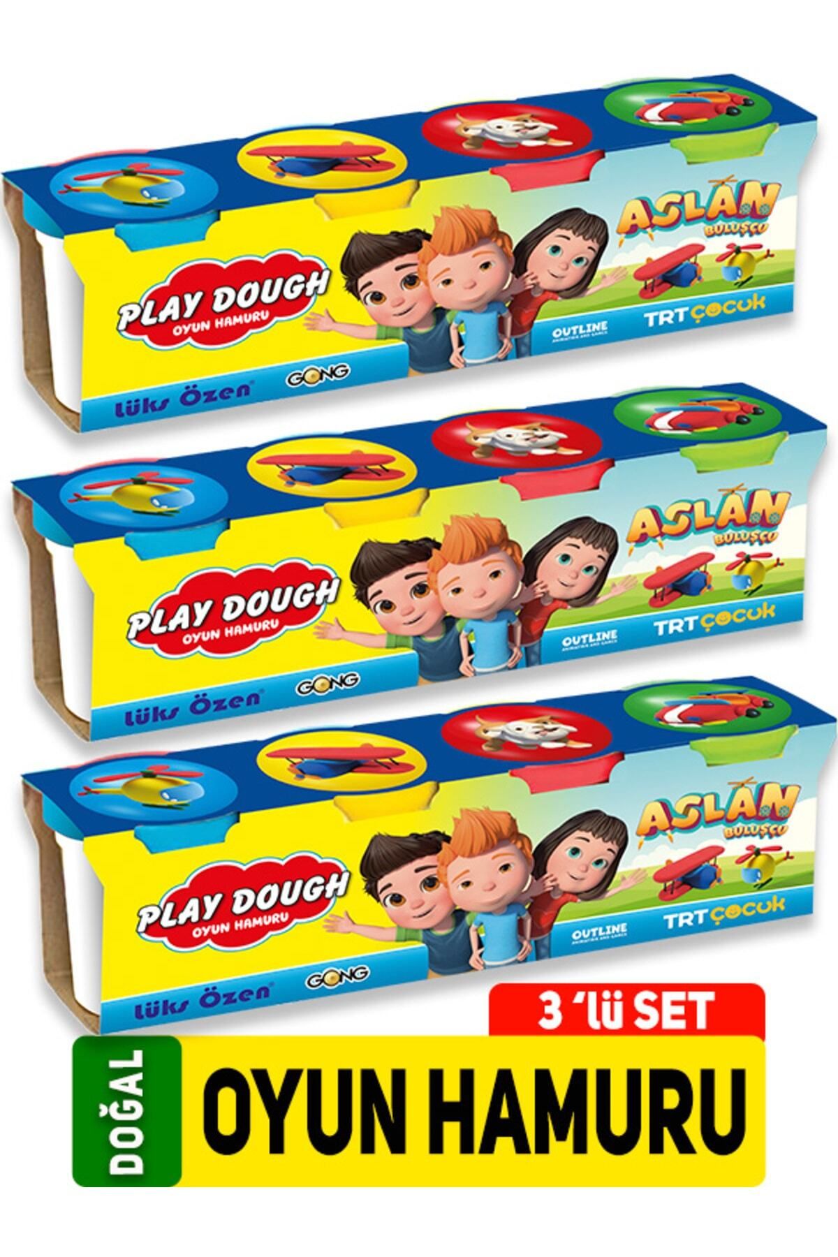 GONG YAYINCILIK Play Dough Doğal Oyun Hamuru 4 Renk 3'lü Set 1344 Gr