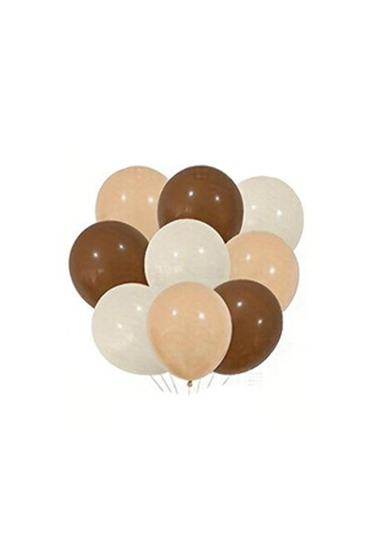 Patladı Gitti 12 İnç Kahverengi-Deniz Kumu-Ten Rengi 10 Adet Balon