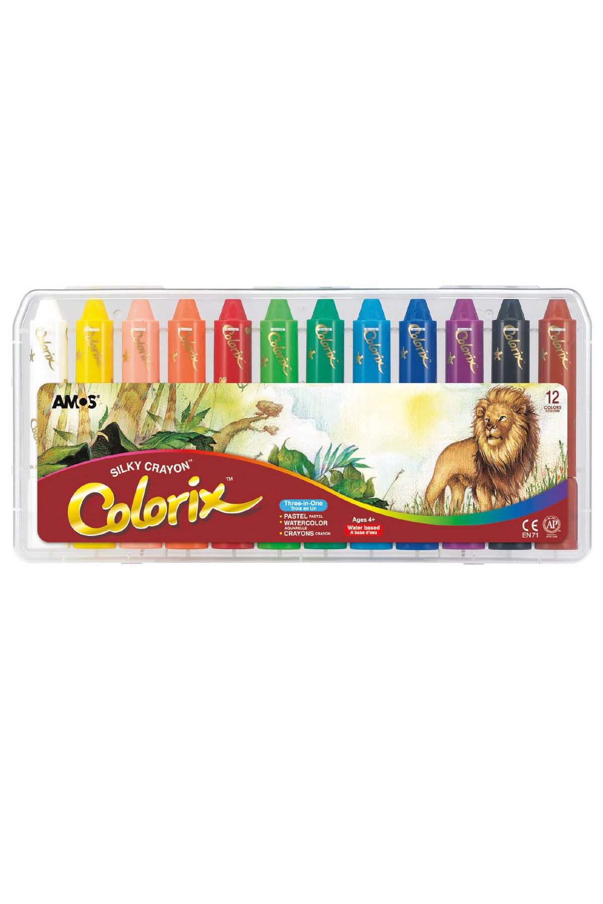 Amos Silky Crayon Colorix - Üçü Bir Arada Boya (MUM BOYA, PASTEL BOYA, SULUBOYA) - 12 Renk