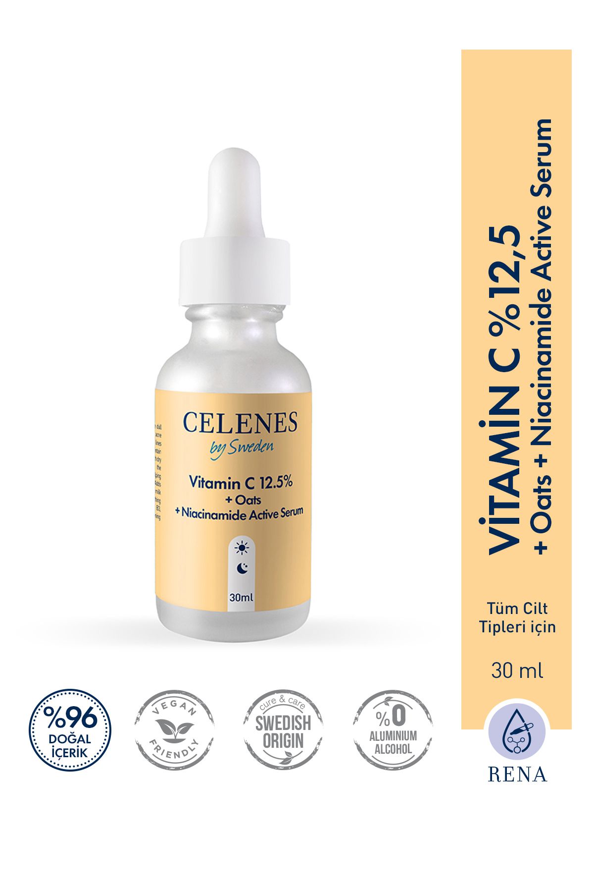 Celenes by Sweden Vitamin C 12.5% + Oats + Niacinamide Active Yüz Serum