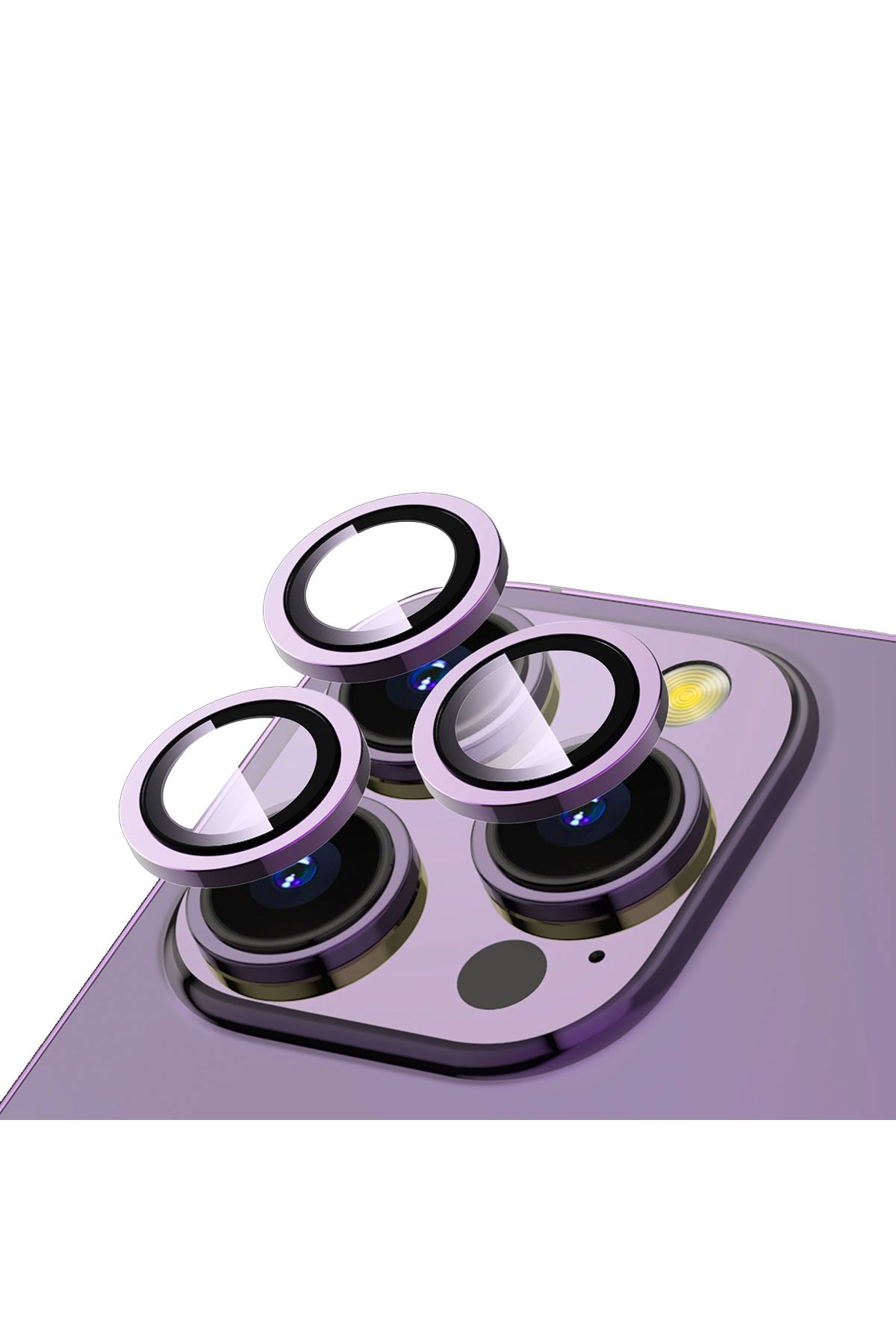 Bufalo iPhone 13 Pro / 13 Pro Max Kamera Lens Koruyucu Cam Metal Kenarlı 3lü Set