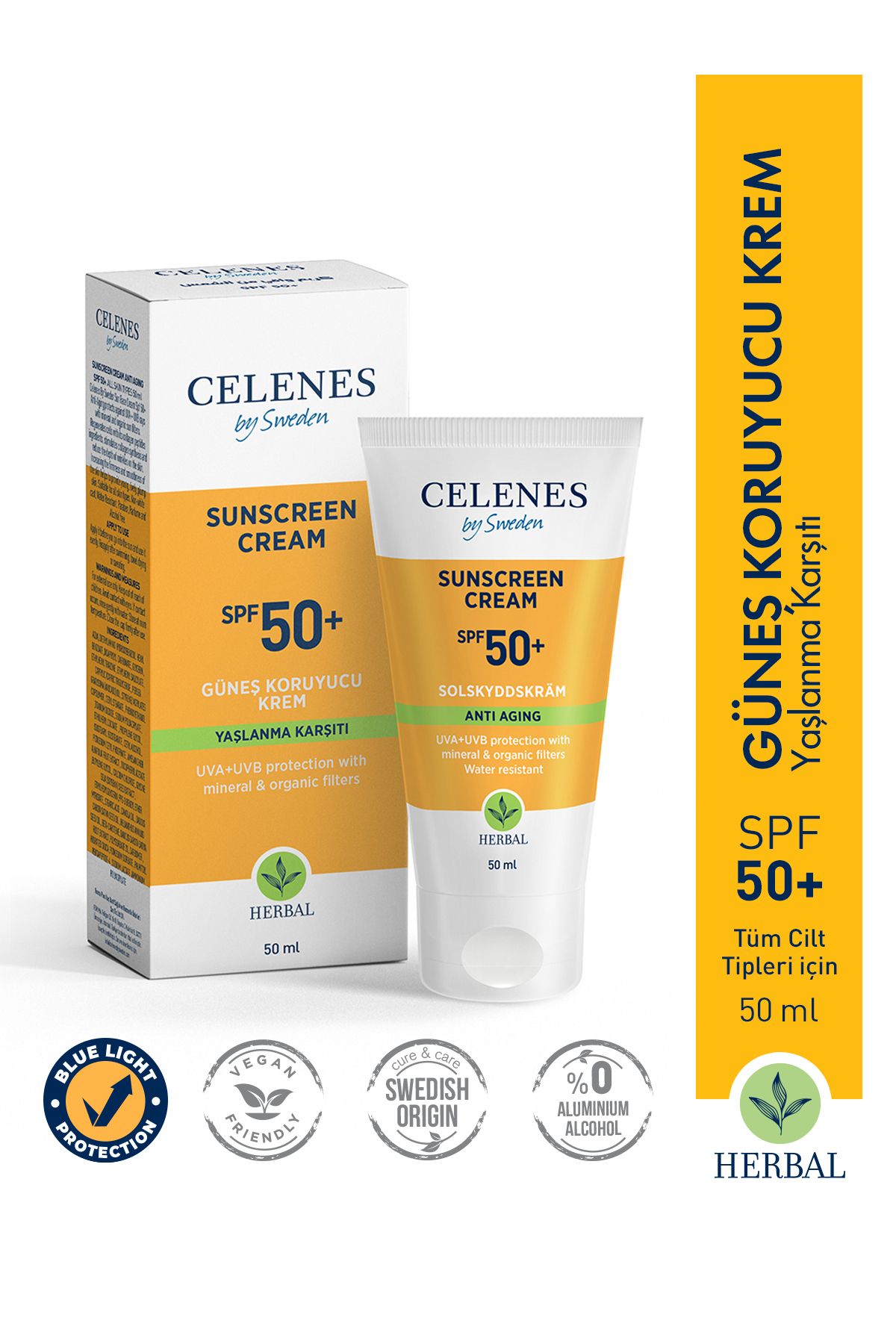 Celenes by Sweden Herbal Yaşlanma Karşıtı Güneş Kremi 50 Spf 50 ml