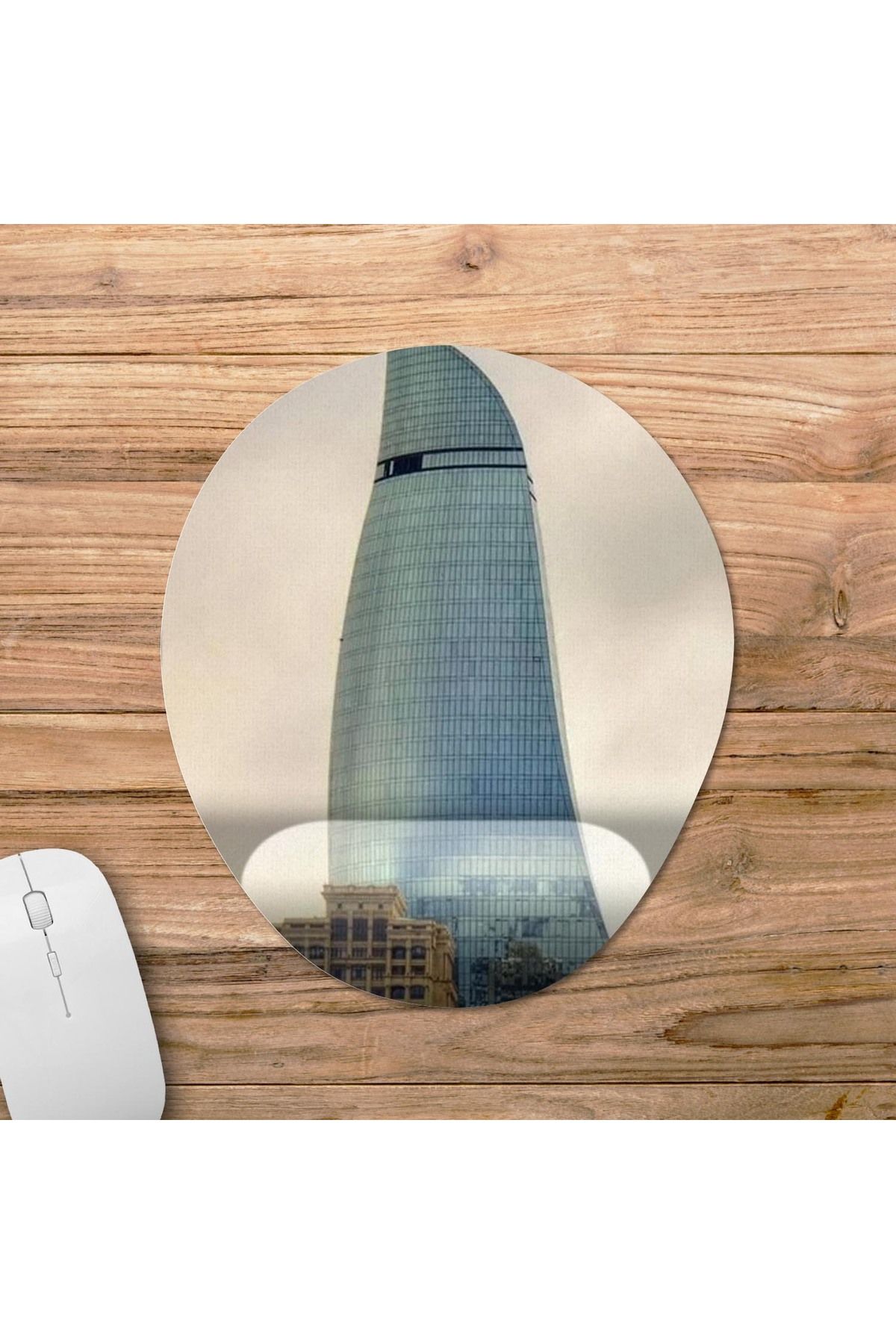 Pixxa Azerbaycan Bakü - Az?rbaycan Bakı Bilek Destekli Mousepad Model - 1 Oval