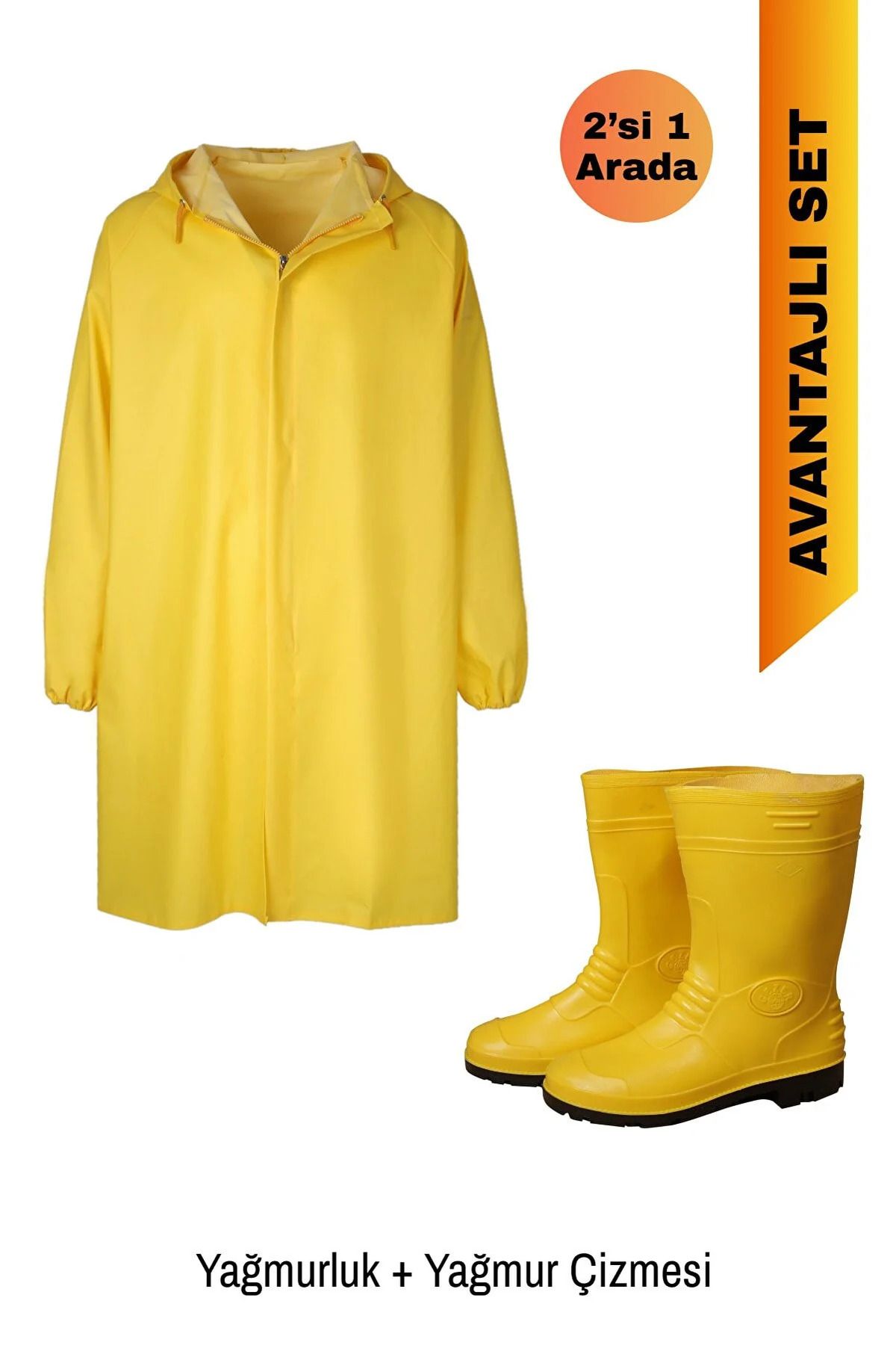 EYM Sarı Yağmurluk Çizme Set, 2'li Yağmurluk Seti