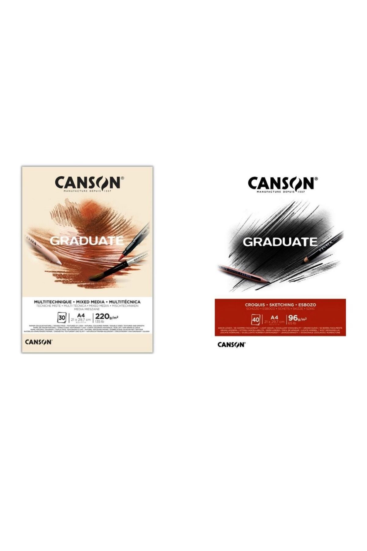 Canson graduate mixmedia 220 gr.+Canson graduate eskiz çizim defteri 96 gr.