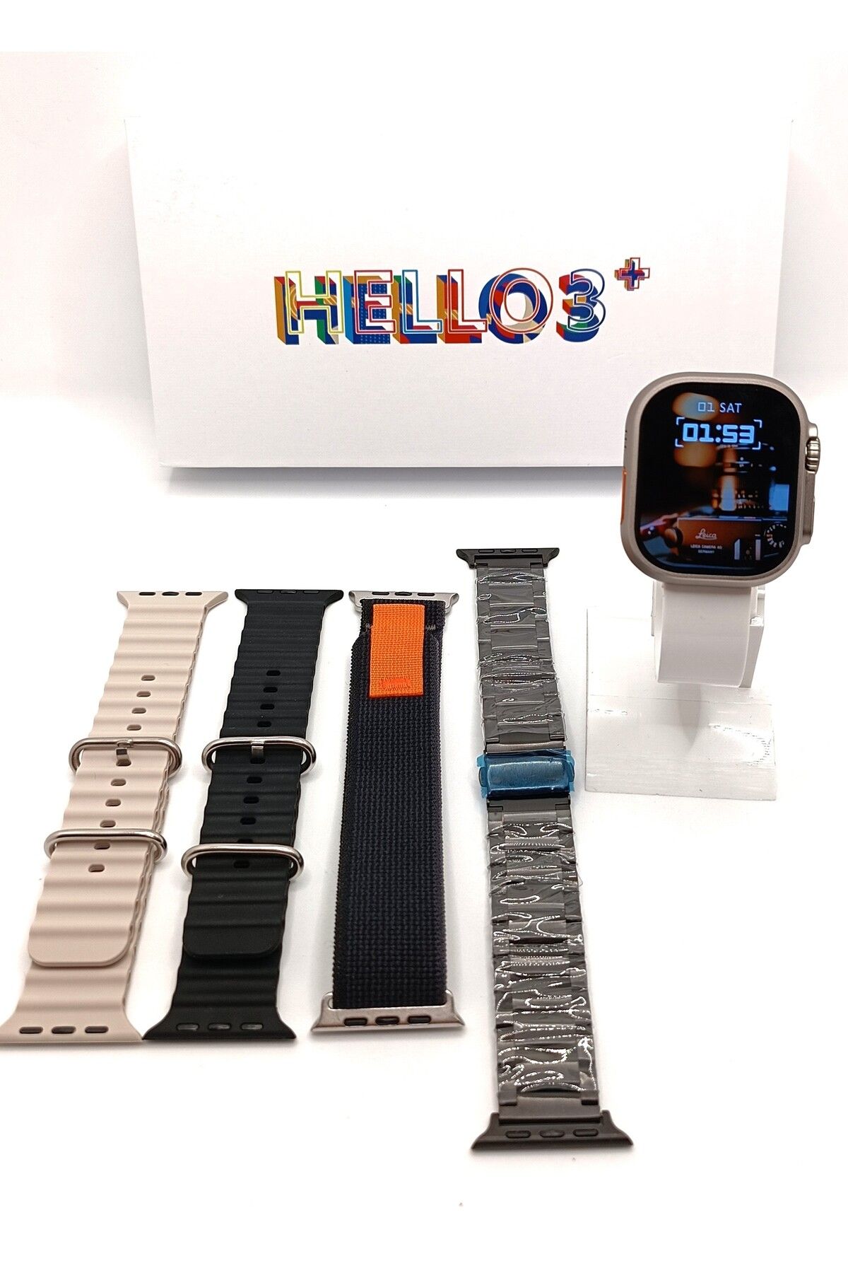 ecocenter Hello Watch 3+ Plus Amoled Ekran 4 Kordonlu Ultra 49mm Watch 9 Şarj Pusula 4gb ROM Akıllı Saat