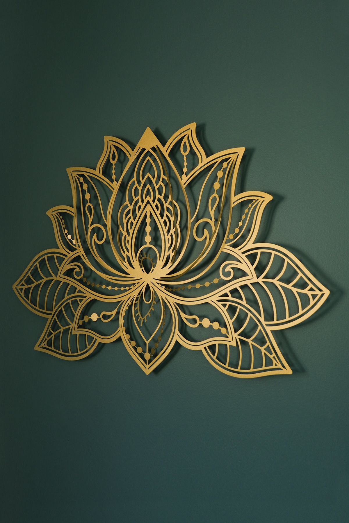 Artepera 3d Lotus Mandala Metal Duvar Tablosu - Altın Dekoratif Salon Tabloları - Ev Ofis Dekorasyonu Apt524
