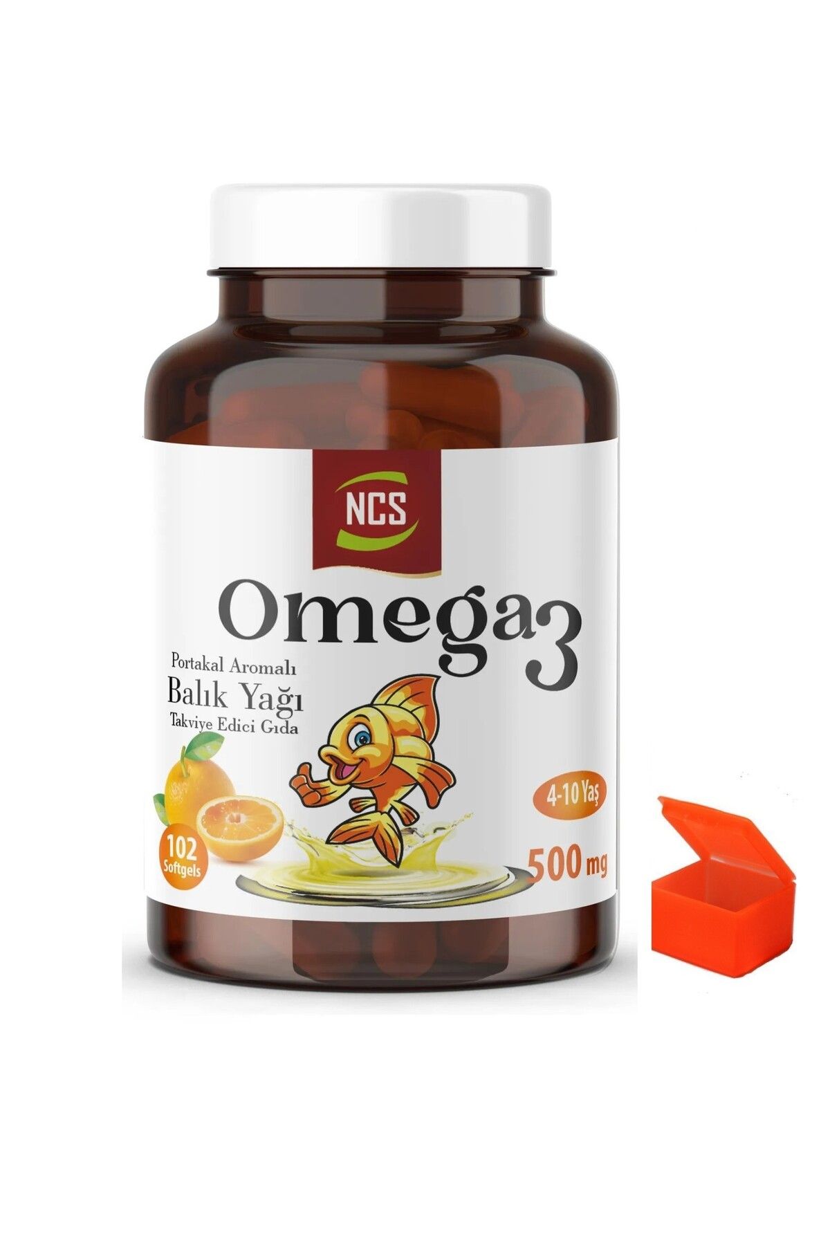 Ncs Omega 3 Portakal Aromalı Çocuklar Için Balık Yağı 102 Softgel Hap Kutusu