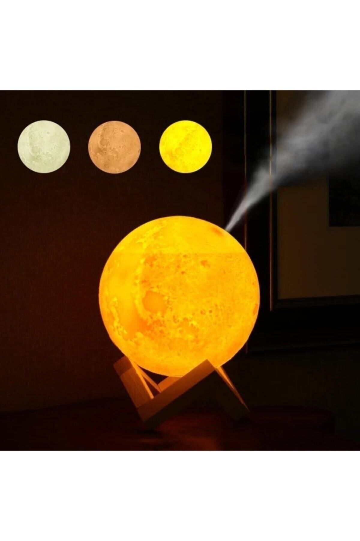 Raicon 3 Renkli Ay Işığı Gece Lambası Ve Hava Oda Nemlendirici Buhar Makinesi Cihazı Ultrasonik