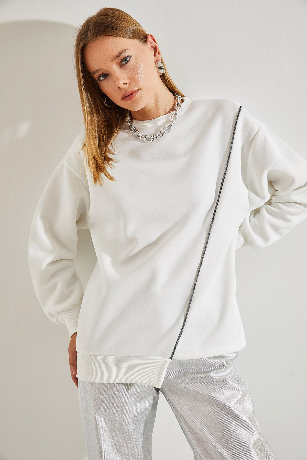Bianco Lucci Kadın Üç İplik Şardonlu Sweatshirt