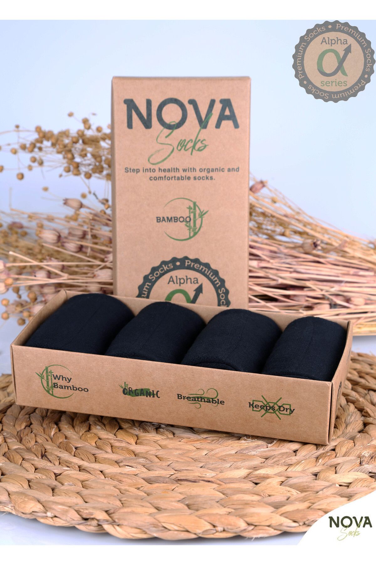 Nova Socks Bambu Premıum Erkek Soket Dikişsiz 4'lü Çorap Alpha Serisi