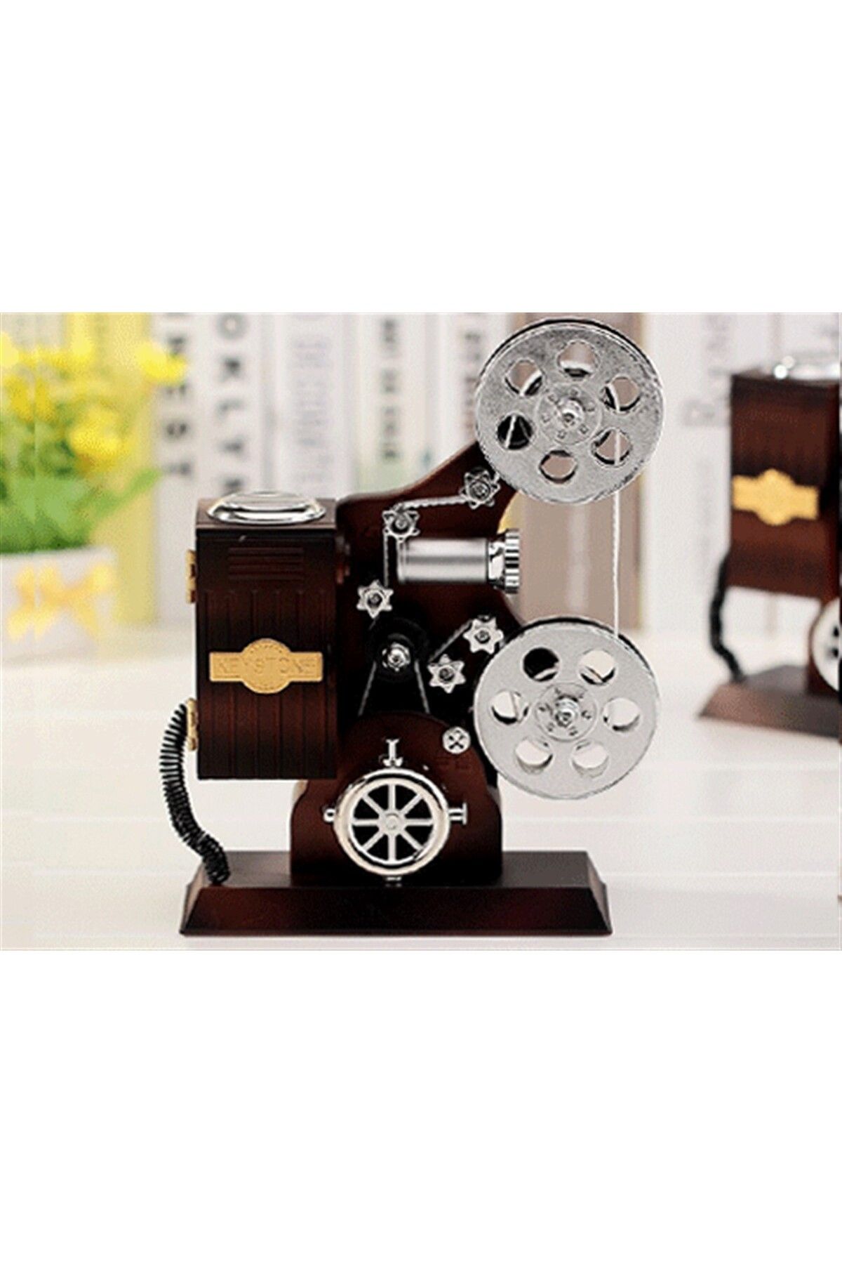 Kenpool Projektör Nostaljik Takı Çekmeceli Minyatür Masa Aksesuar Müzik Kutusu 22cm X 15 Cm X 4 Cm