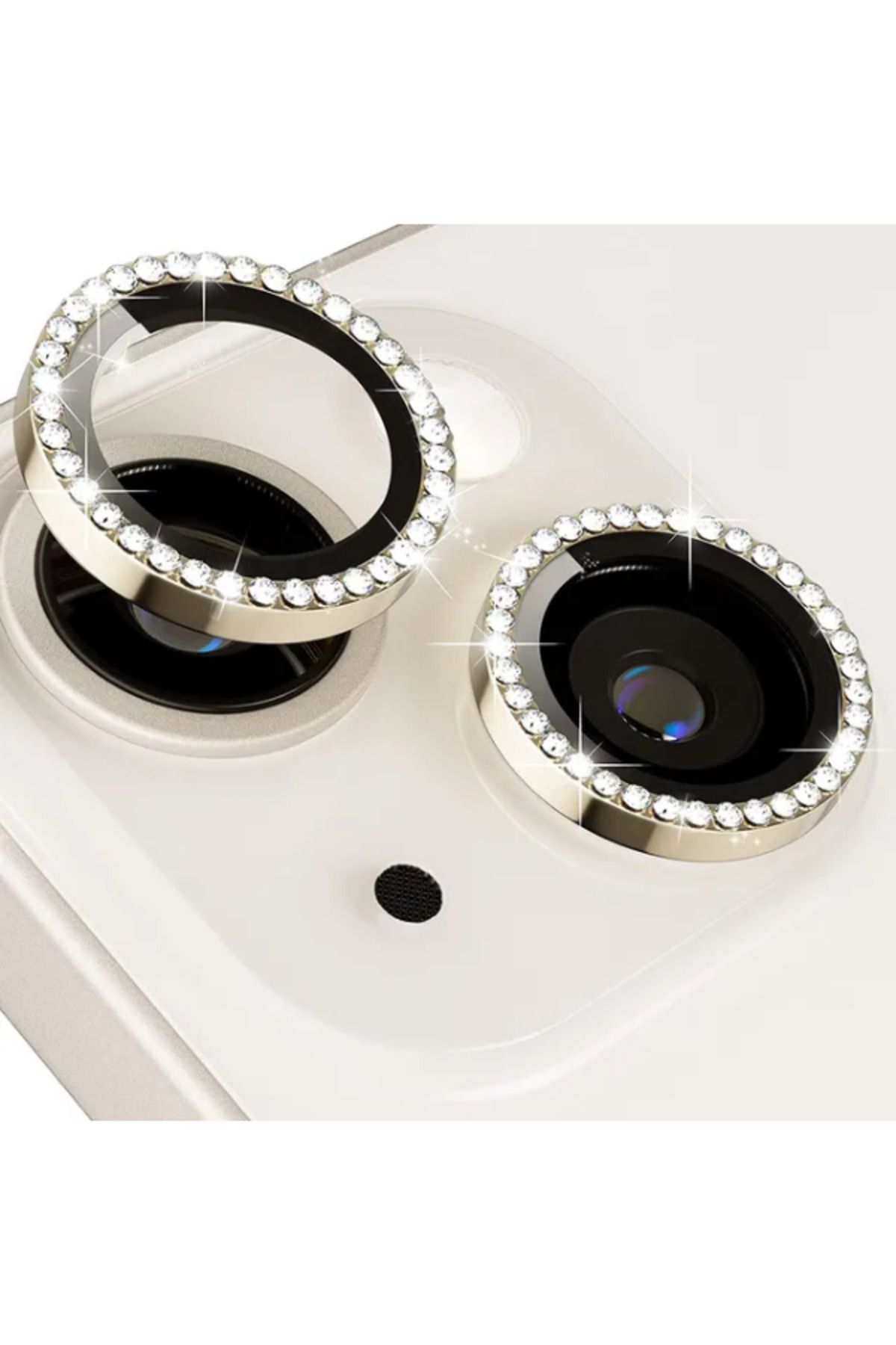 KVK PRİVACY Apple Iphone 15 / Iphone 15 Plus Kamera Koruma Taşlı Lens Koruyucu Temperli Cam Koruma Yellow