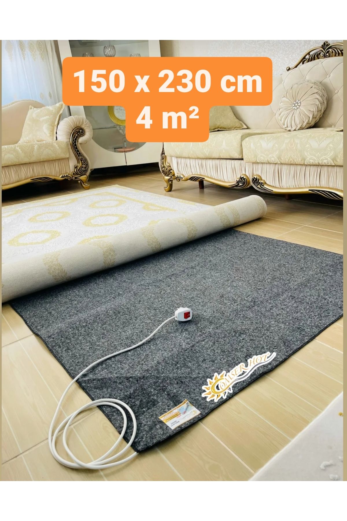 ÖMSER HOT Yeni Nesil Elektrikli Halı Altı Isıtıcı Yerden Isıtma 150 x 230 cm