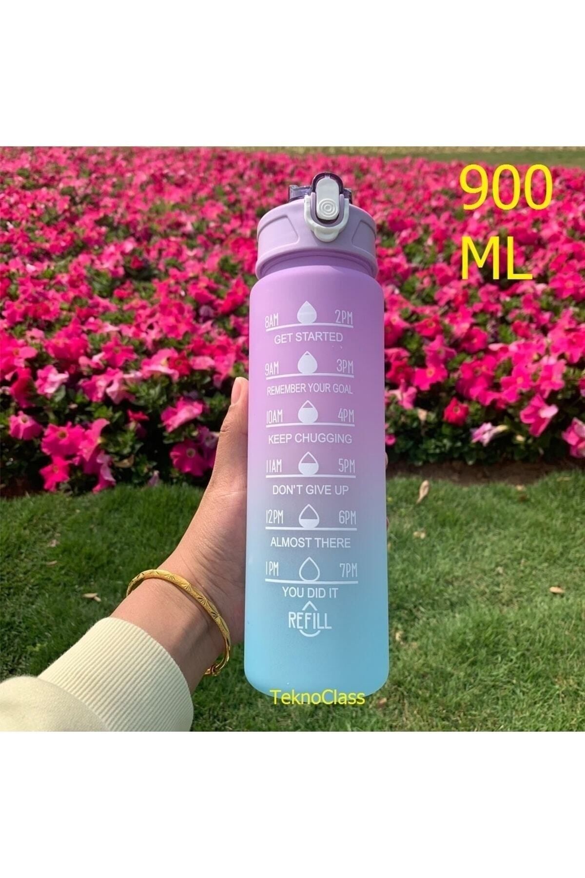 Jetcom Motivasyonel Su Matarası Su Şişesi Suluk 900 Ml Tritan Spor Salonu Su Şişesi Bpa Içermez Suluk