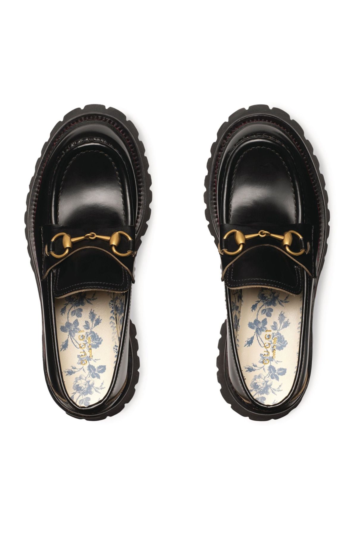 Gucci Leather Lug Sole Horsebit Loafers