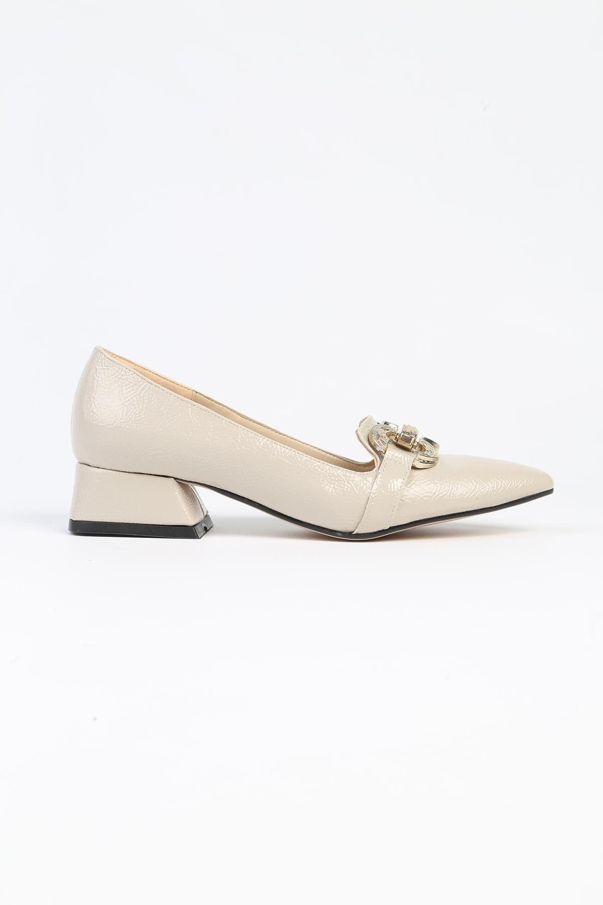 Pierre Cardin ® | PC-52568 - 3478 Bej Kırışık - Kadın Topuklu Ayakkabı