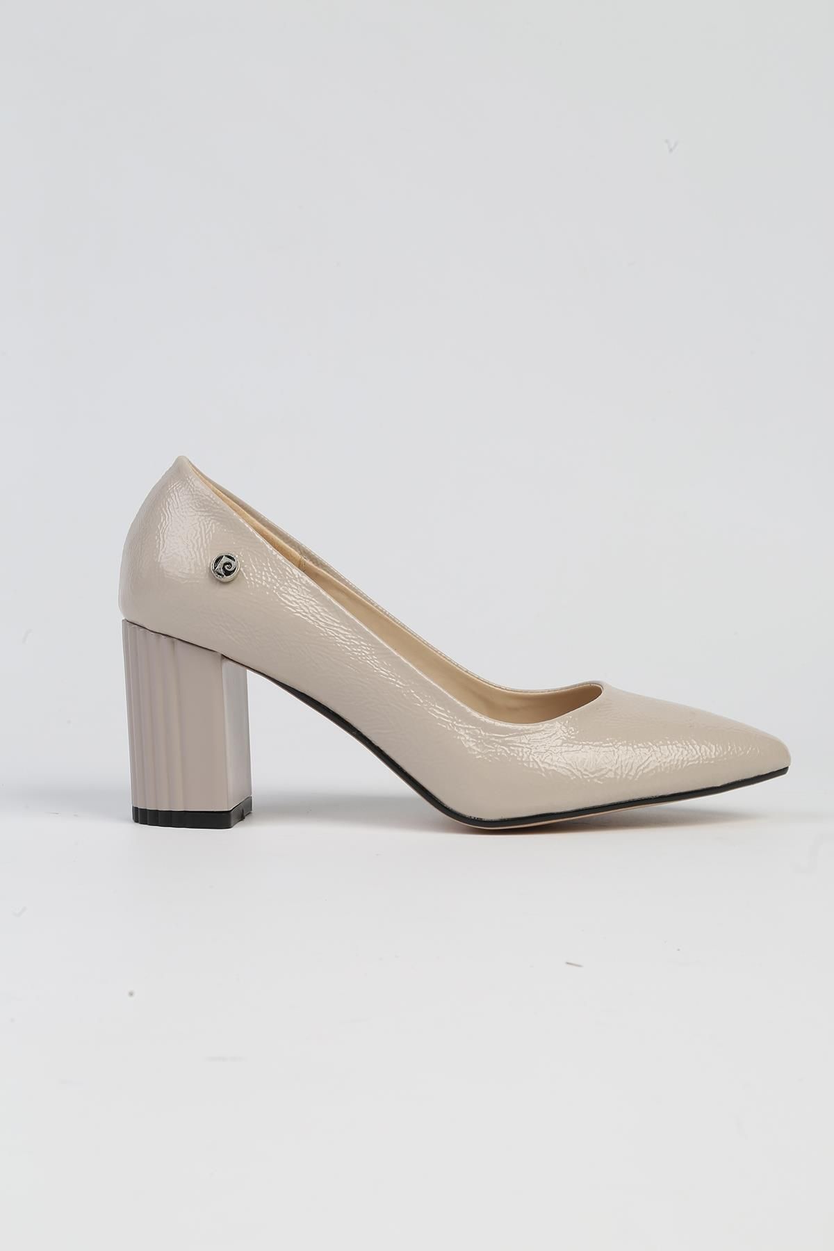 Pierre Cardin ® | PC-52574 - 3478 Bej Kırışık - Kadın Topuklu Ayakkabı