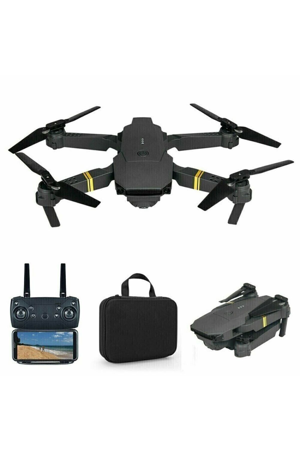 piha Yeni E58 Hd 720p Çift Kameralı Wı-fı Katlanabilir Drone Taşıma Çantalı 1 Bataryalı