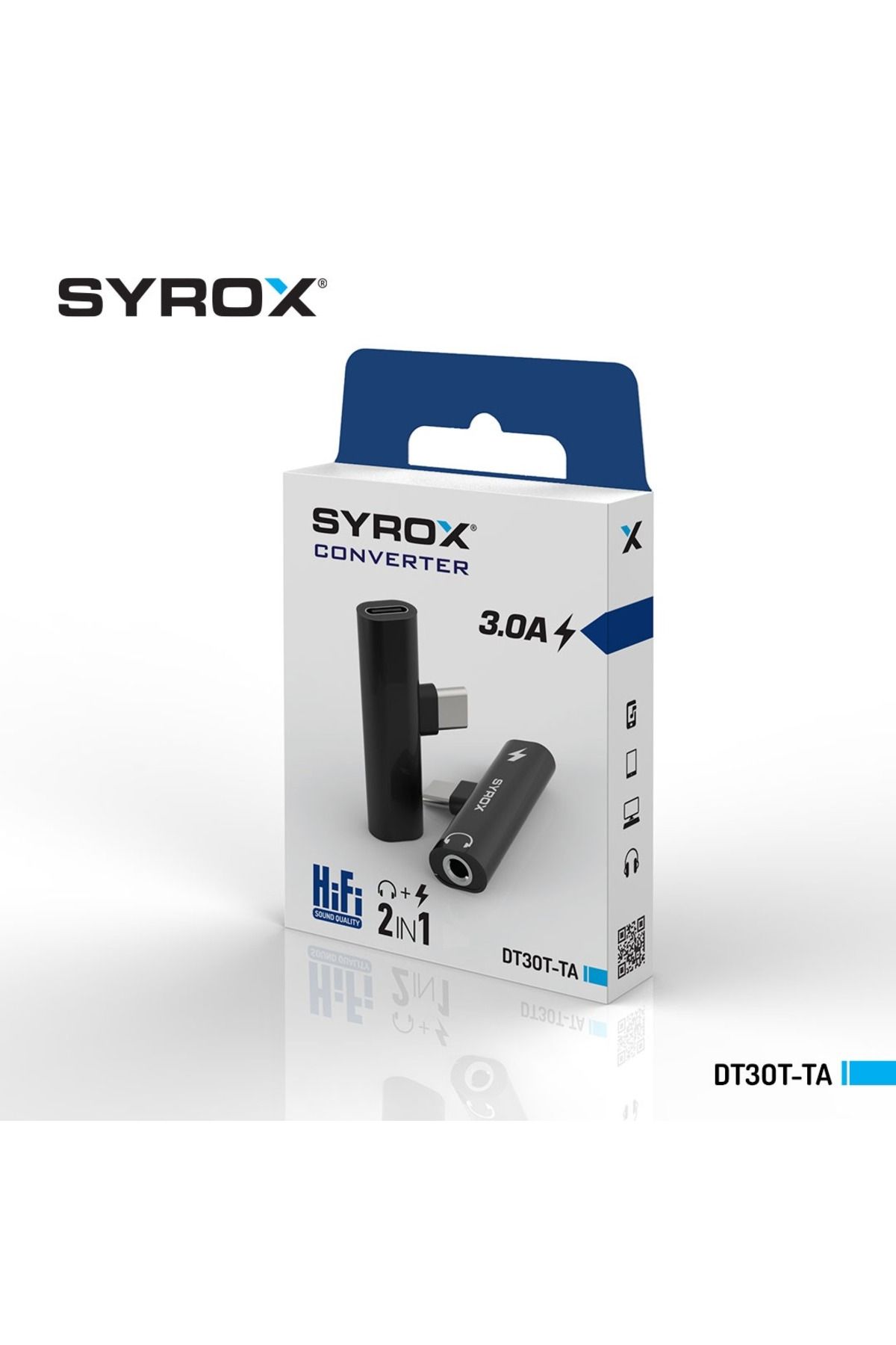 Syrox Type-C to Kulaklık ve Hızlı Şarj Girişi Çevirici (Type-C to Type-C & Aux) Splitter Adaptör HiFi 3.0A