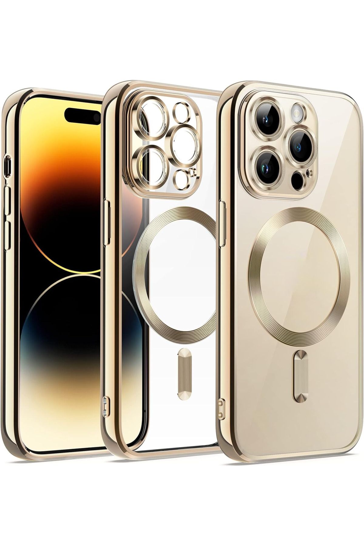 Fibaks Apple Iphone 11 Pro Max Kılıf Kamera Lens Korumalı Magsafe Şarj Kilifi Şeffaf Renkli Yumuşak Kapak