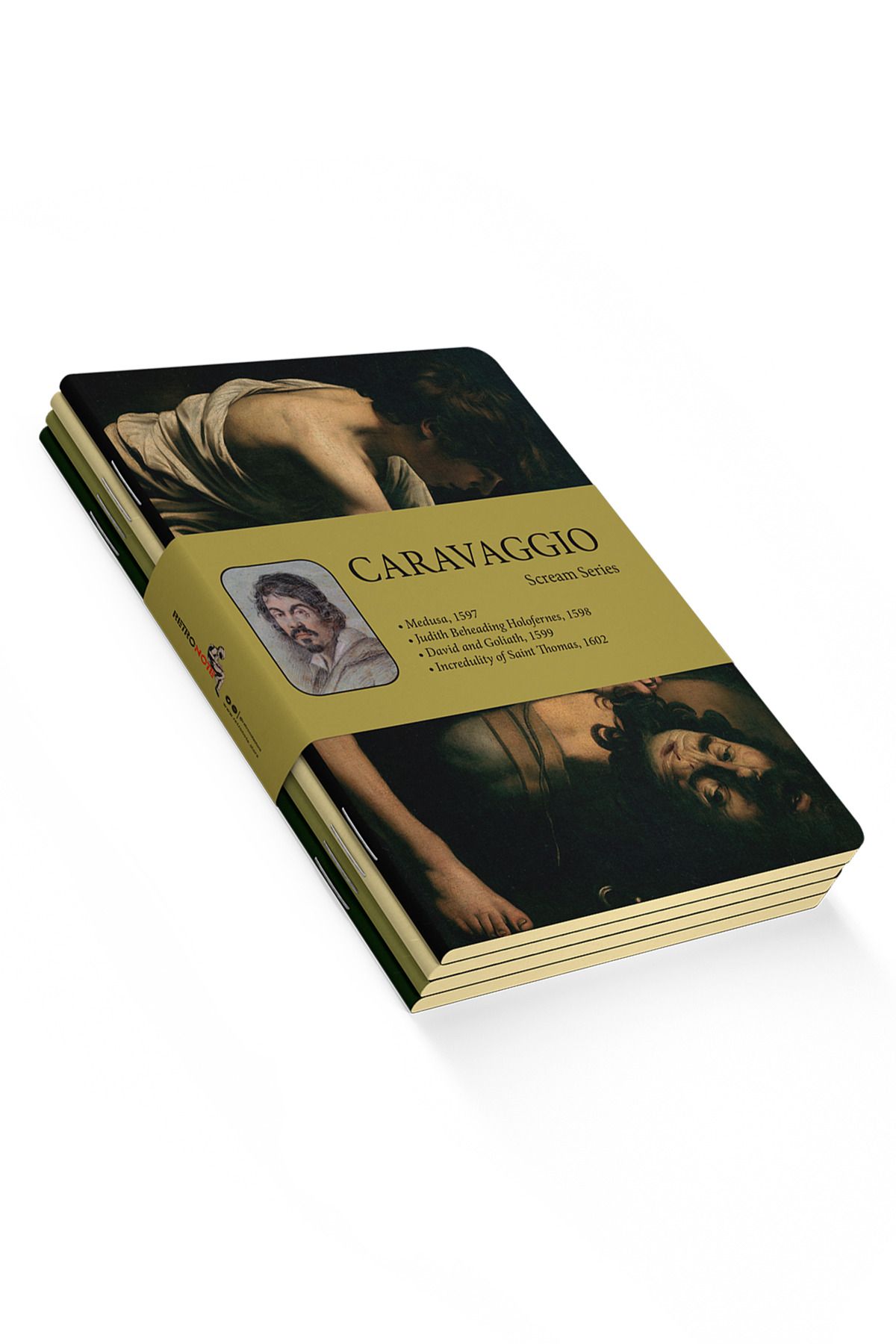 retronote Caravaggio 4'lü Defter Seti 2 - Scream Series - Çizgisiz - 64 Sayfa - 14x21cm