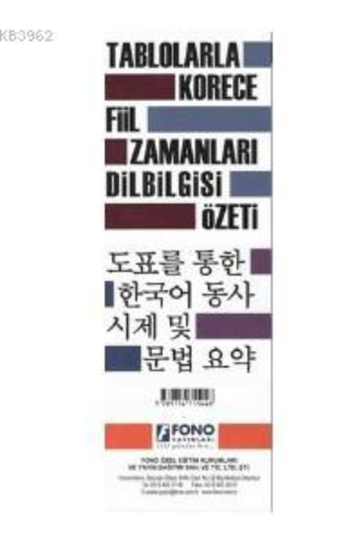 Fono Yayınları Tablolarla Korece Fiil Zamanları Dilbilgisi Özeti