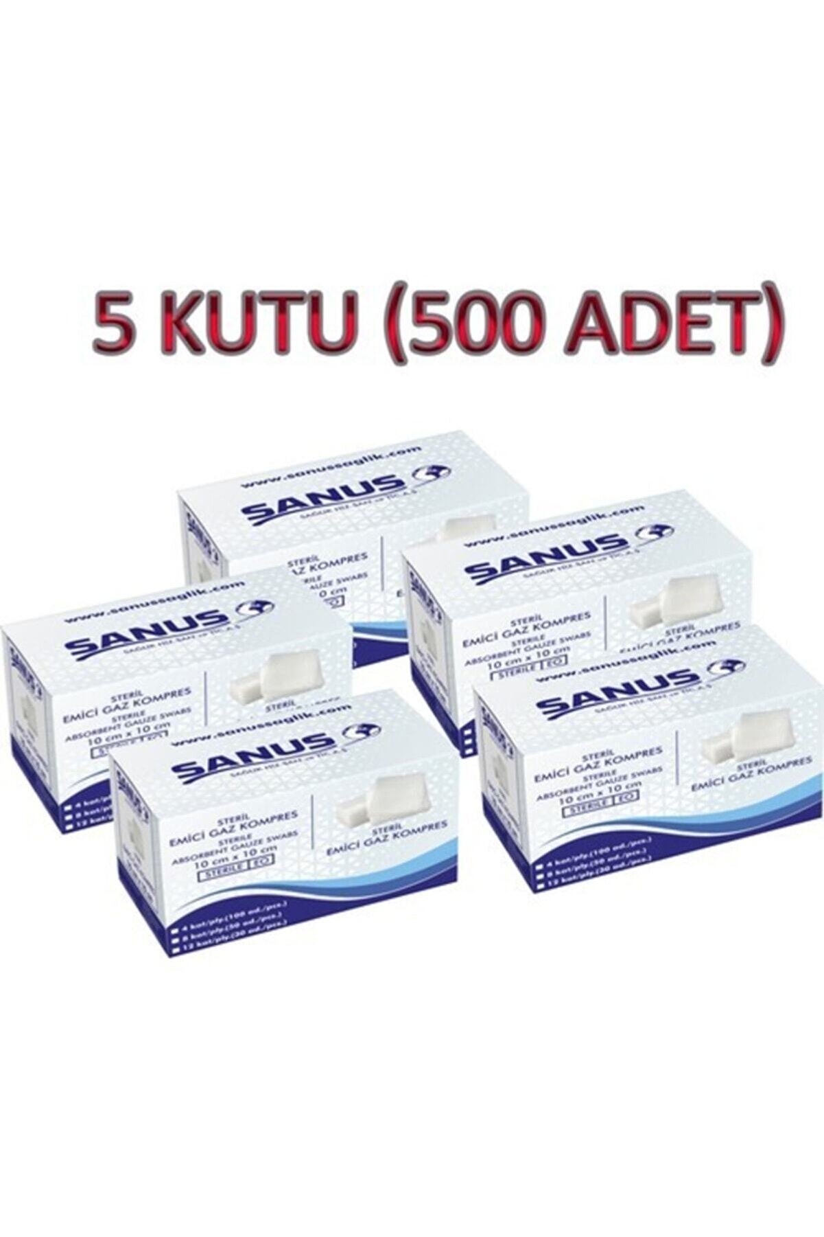 SANUS Steril Spanç Kompres 7,5x7,5 5kutu 500 Adet