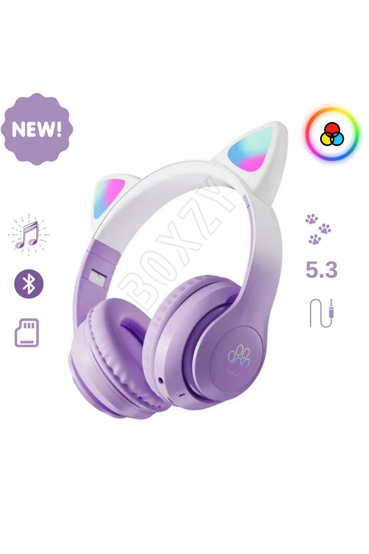 HEJARON Kedi Kulaklık Pro 5.3 Akıllı Rgb Led Detaylı Bluetooth Kablosuz Kulaklık Çocuk Oyuncu Yenİ