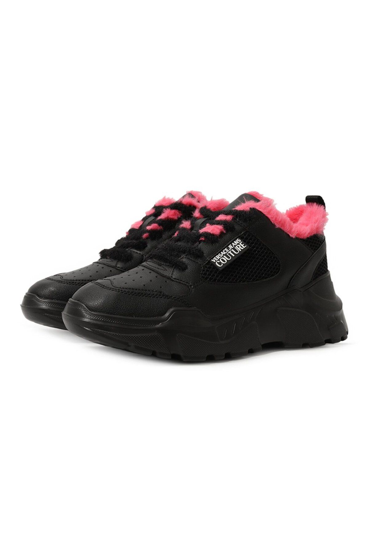 Versace Kadın Deri Logolu Rahat Kaydırmaz Taban Pembe Sneaker 75VA3SC2 ZS854-899