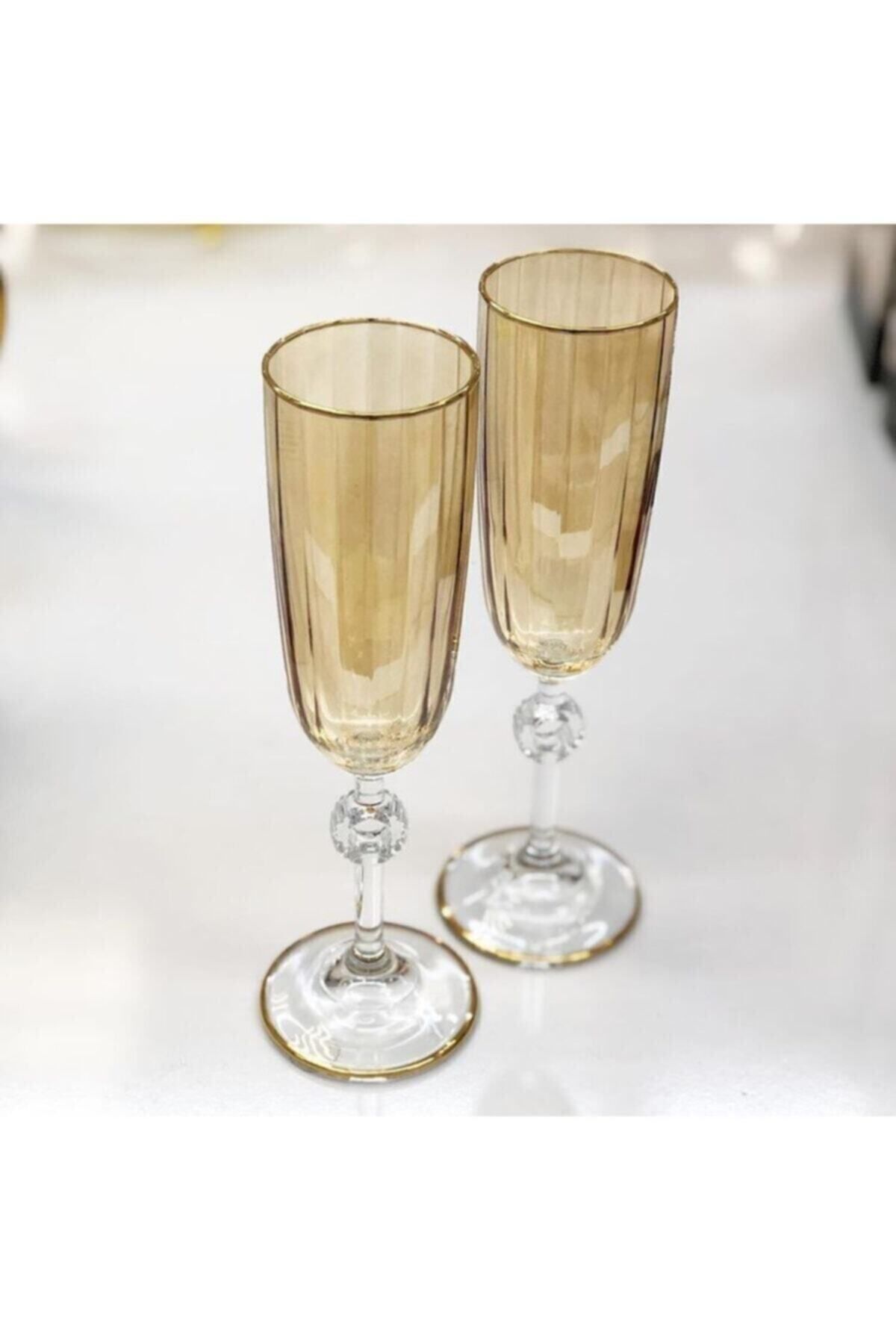 Paşabahçe El Dekorlu Gold Şampanya Bardağı Seti