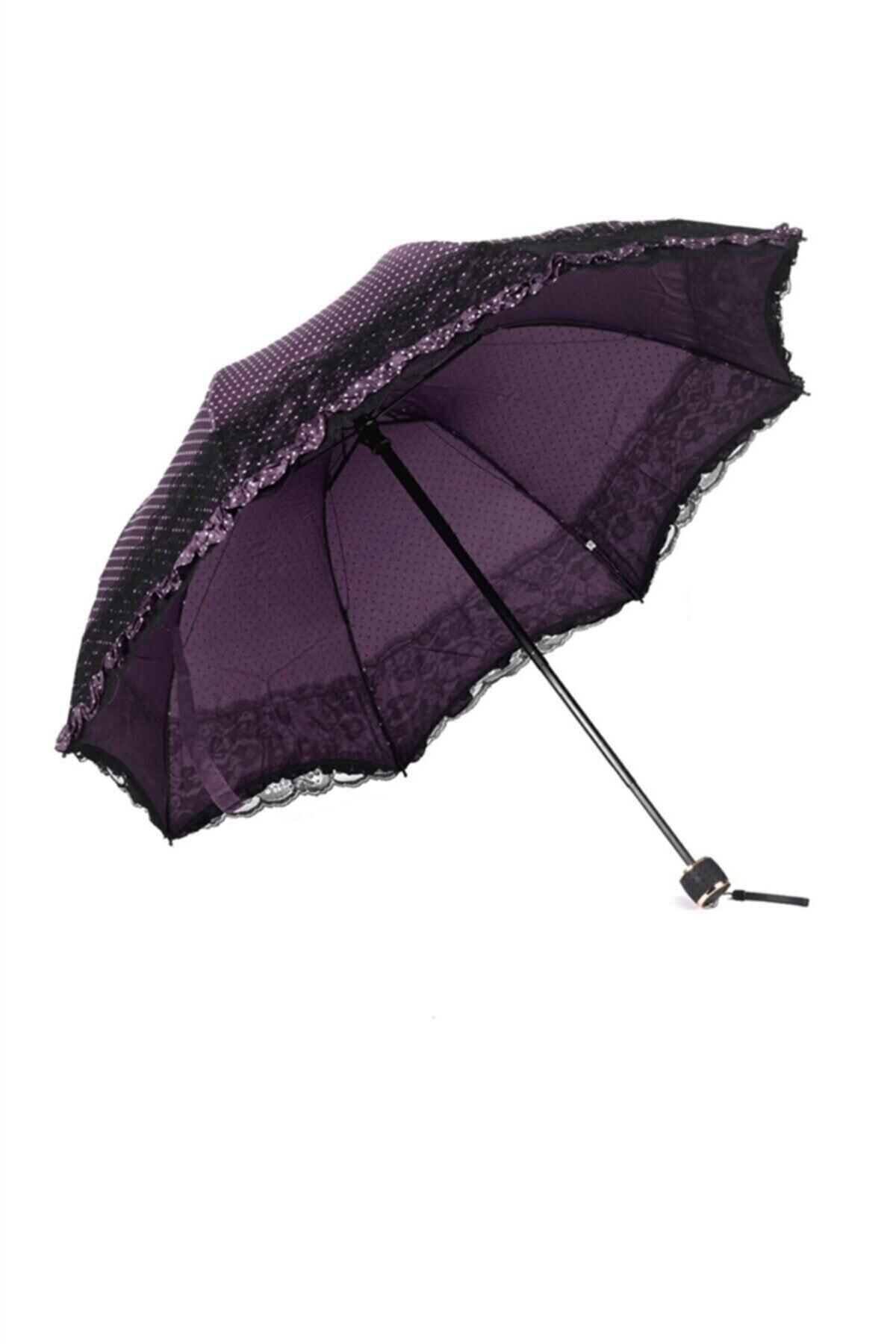 Marlux Lüx Kırılmaz Özel Iskelet Fırfırlı Puantiyeli Şemsiye