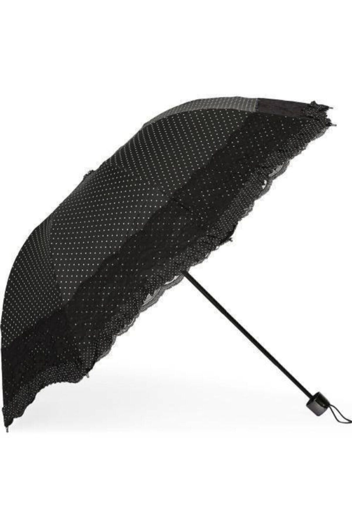 Marlux Lüx Kırılmaz Özel Iskelet Fırfırlı Puantiyeli Şemsiye
