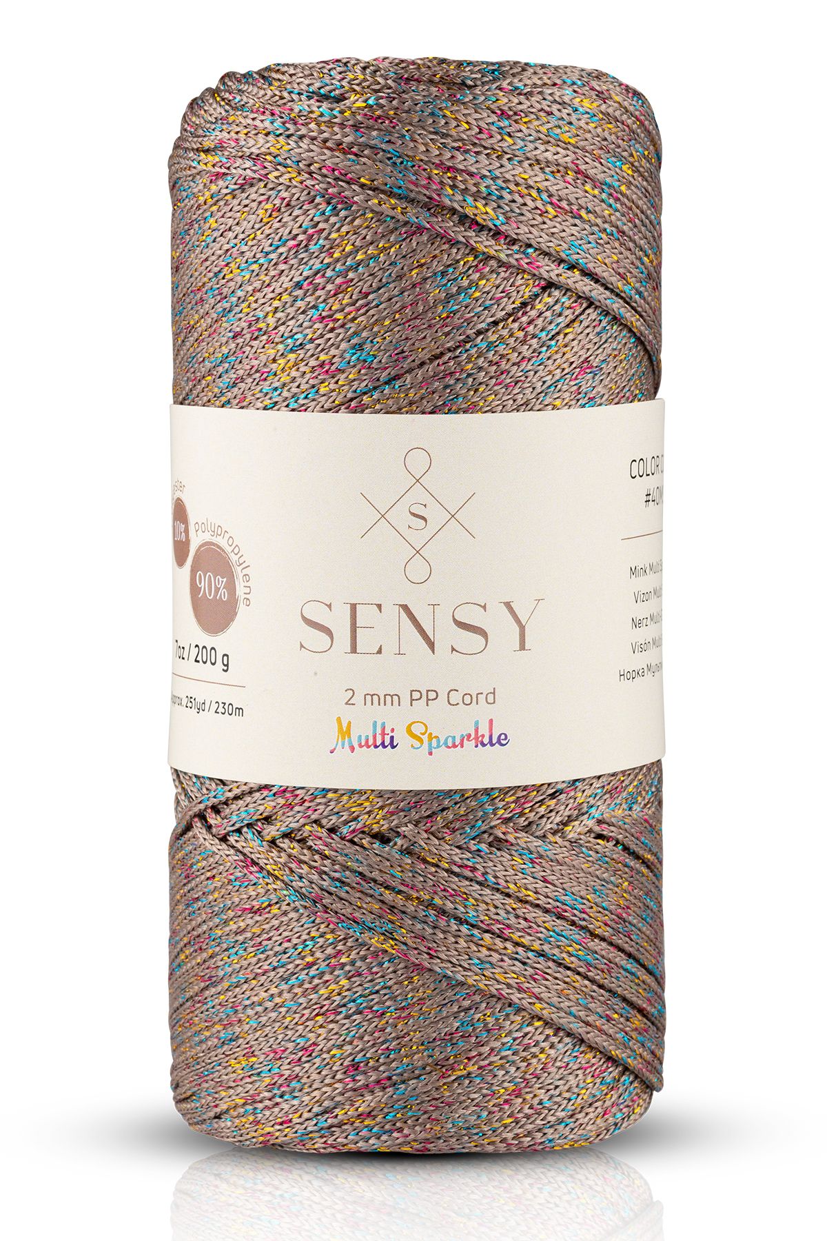 SENSY Multi Sparkle Simli Polyester Makrome İp 100 Gr Polyester Makrome İpi Vizon 1,5 Mm - 150 M