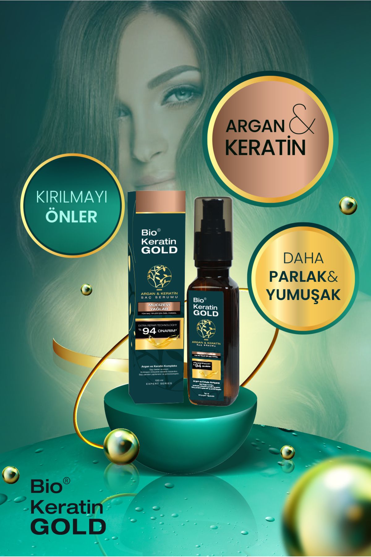 Bio Keratin Gold Argan & Keratin Yağlı Saç Serumu 100 Ml