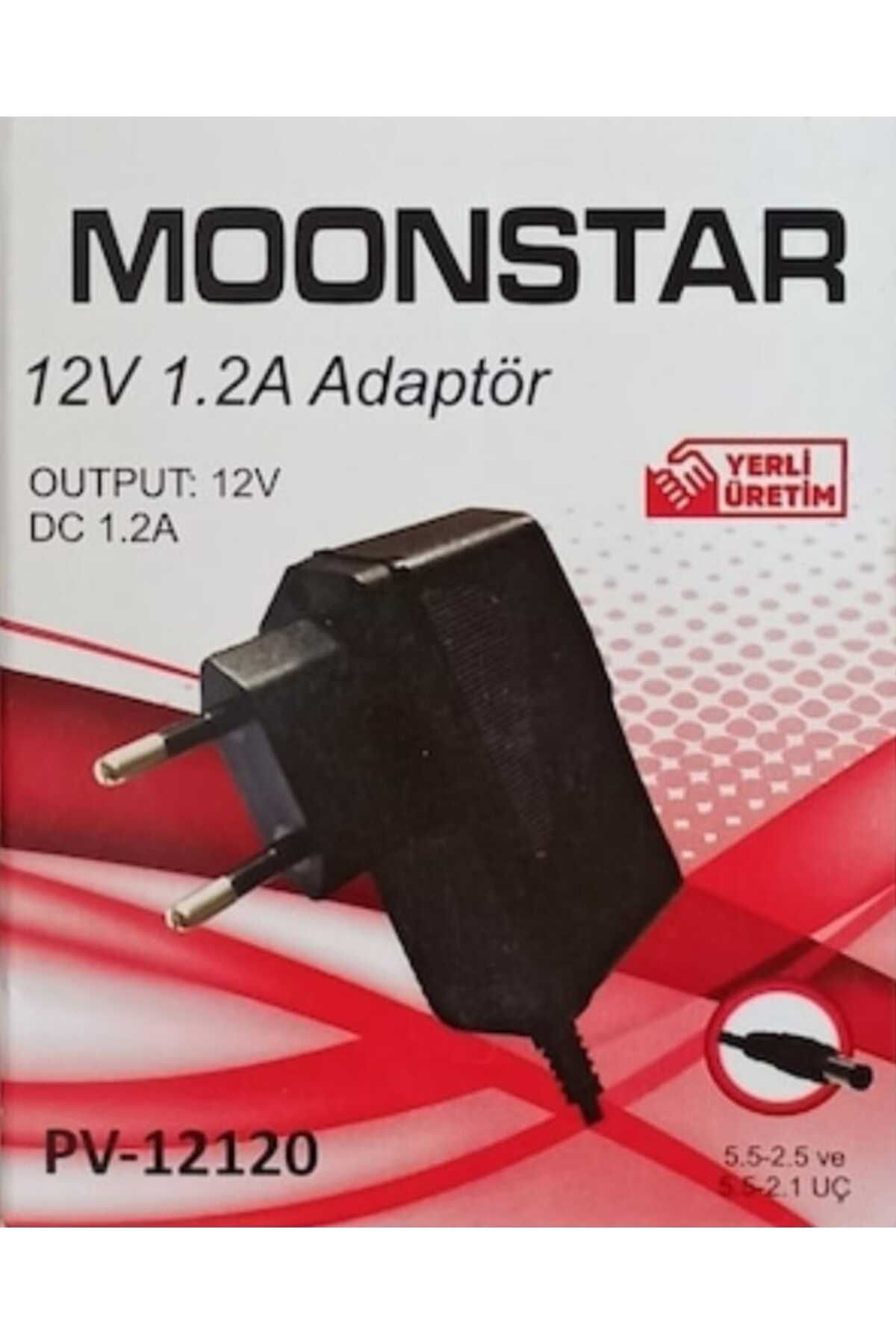 Moonstar 12 Volt 1.2 Amper ( 5.5-2.5 Ve 5.5-2.1 Uç ) Moonstar piriz tipi Adaptörü
