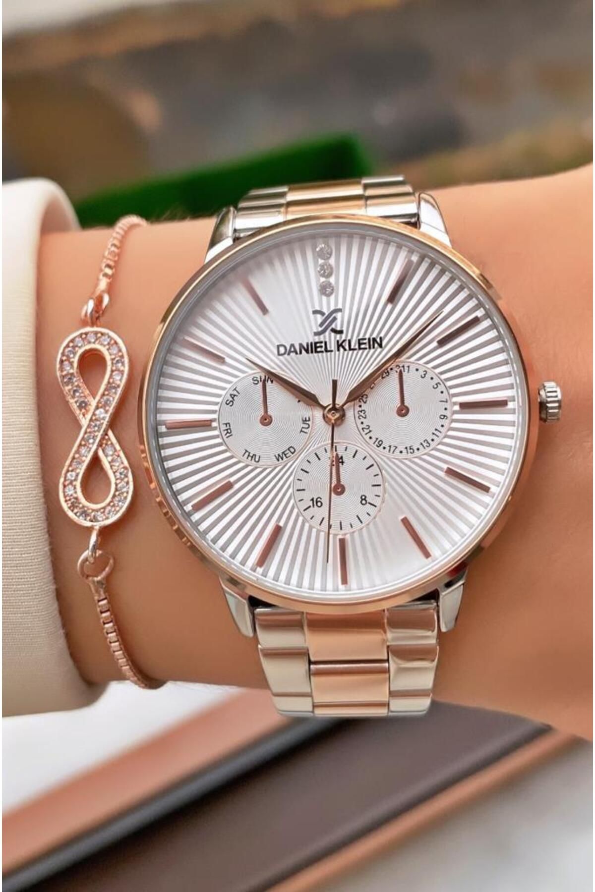 Daniel Klein Marka Rose Gümüş Renk 2 Yıl Garantili Kadın Kol Saati - Bileklik Hediyeli