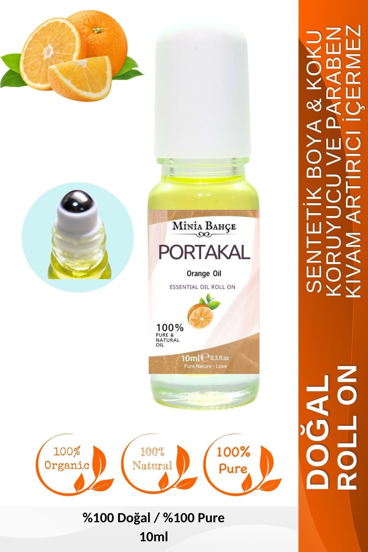 Minia Bahçe Bitki ve Sanat Atölyesi Doğal Roll on, Portakal Uçucu Yağı, Jojoba yağı. 10ml