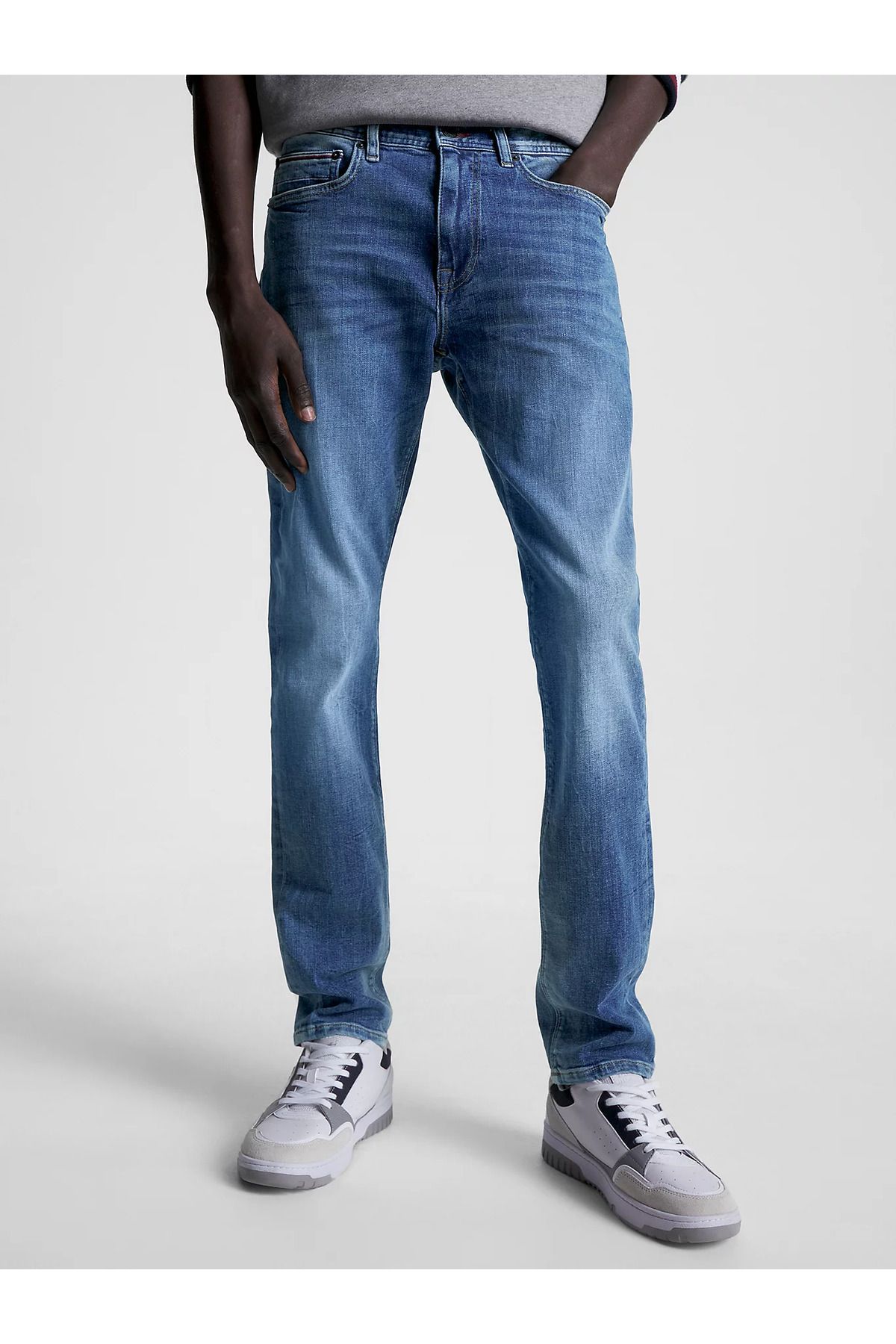 Tommy Hilfiger Erkek Denim Normal Belli Düz Model Günlük Kullanım Mavi Jeans MW0MW32090-1BD